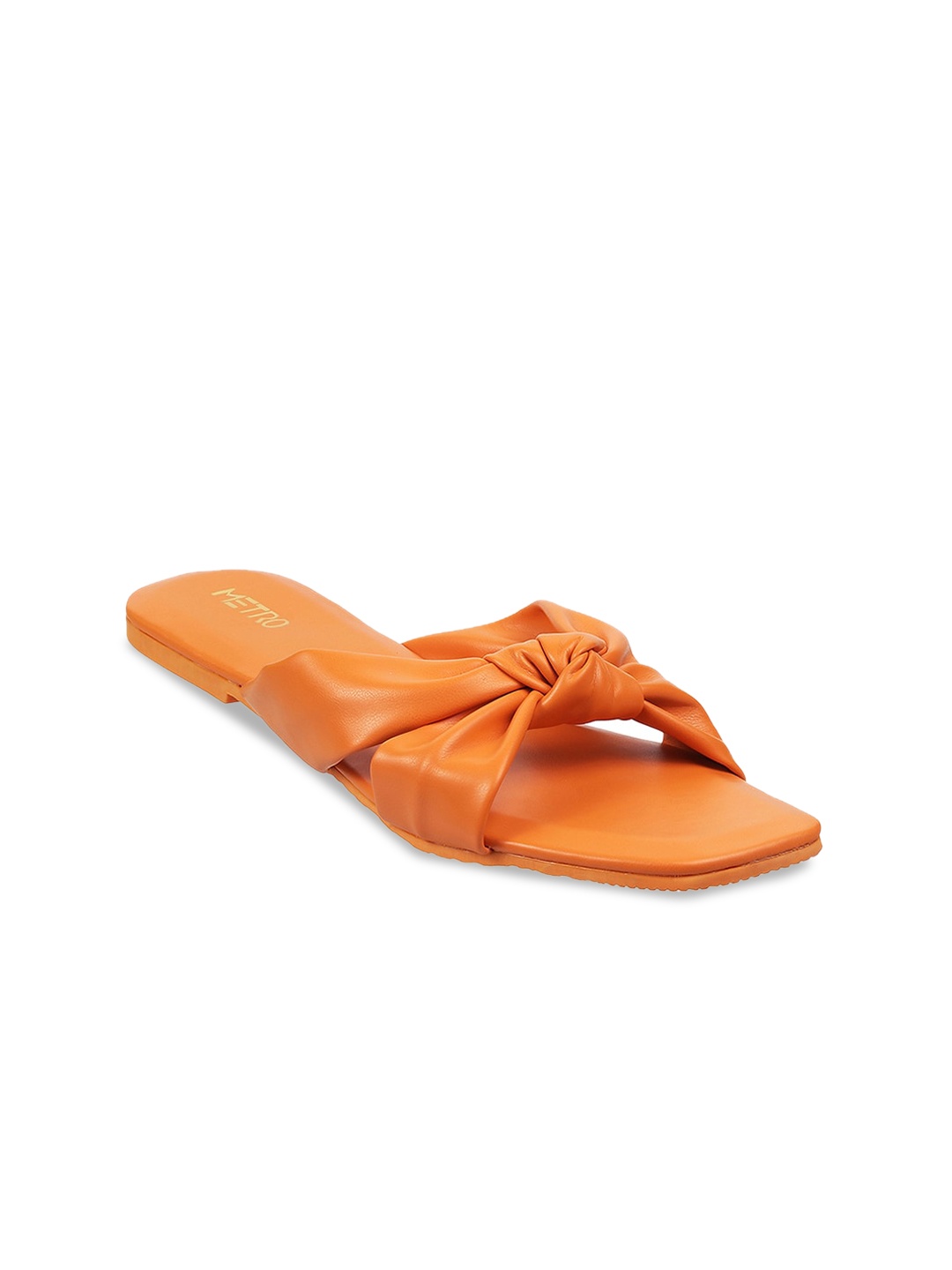 

Metro Women Orange Open Toe Flats with Bows