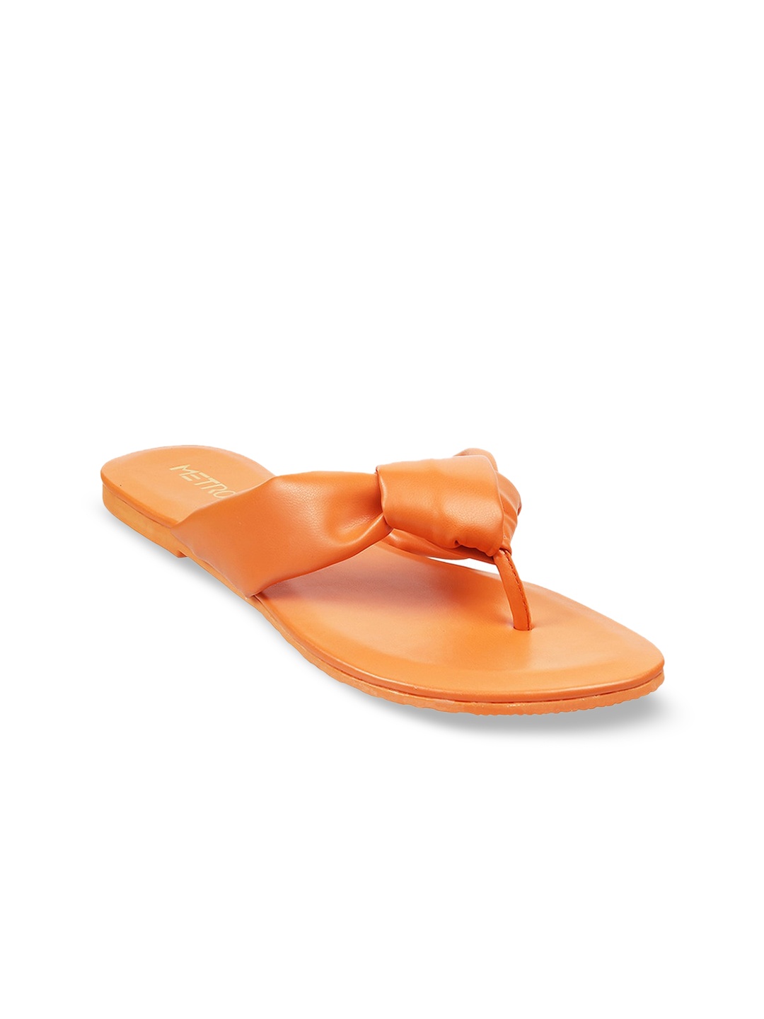 

Metro Women Orange Solid T-Strap Flats