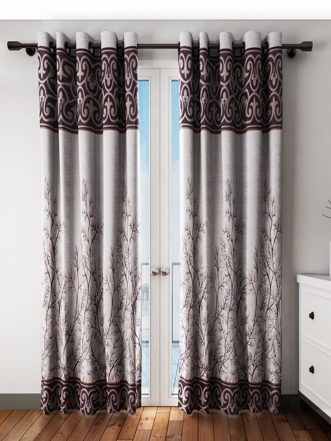 

Home Sizzler Brown Set of 2 Printed Door Curtains