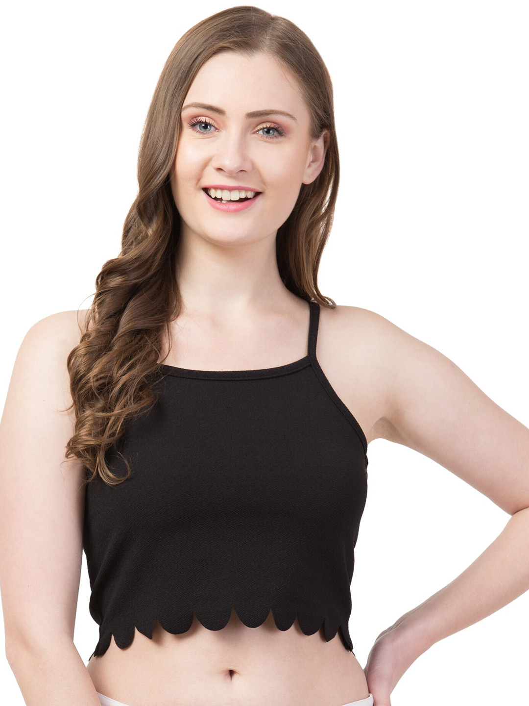 

Gaurgeous Black Solid Crop Top