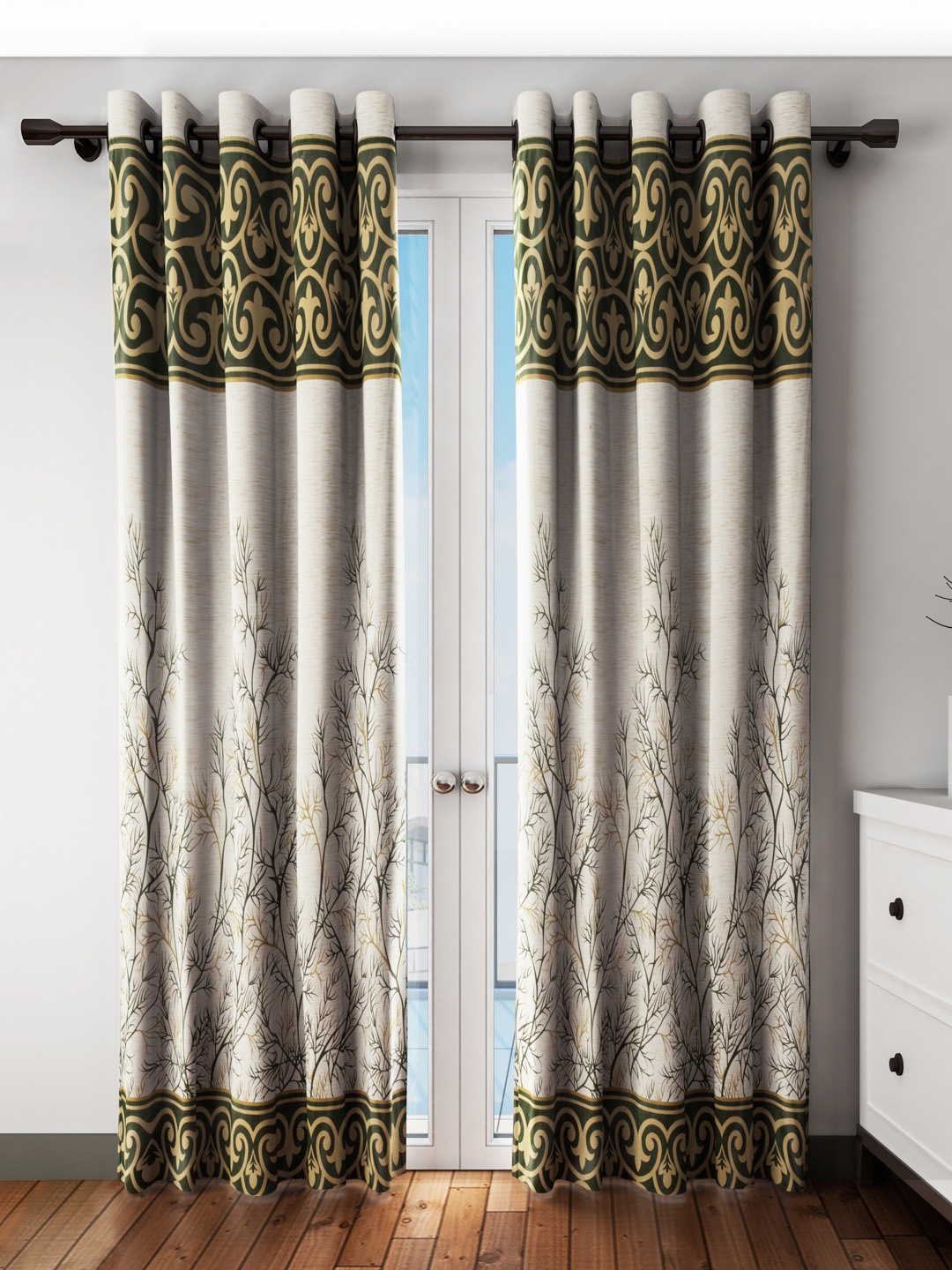 

Home Sizzler Green Set of 2 Printed Door Curtains