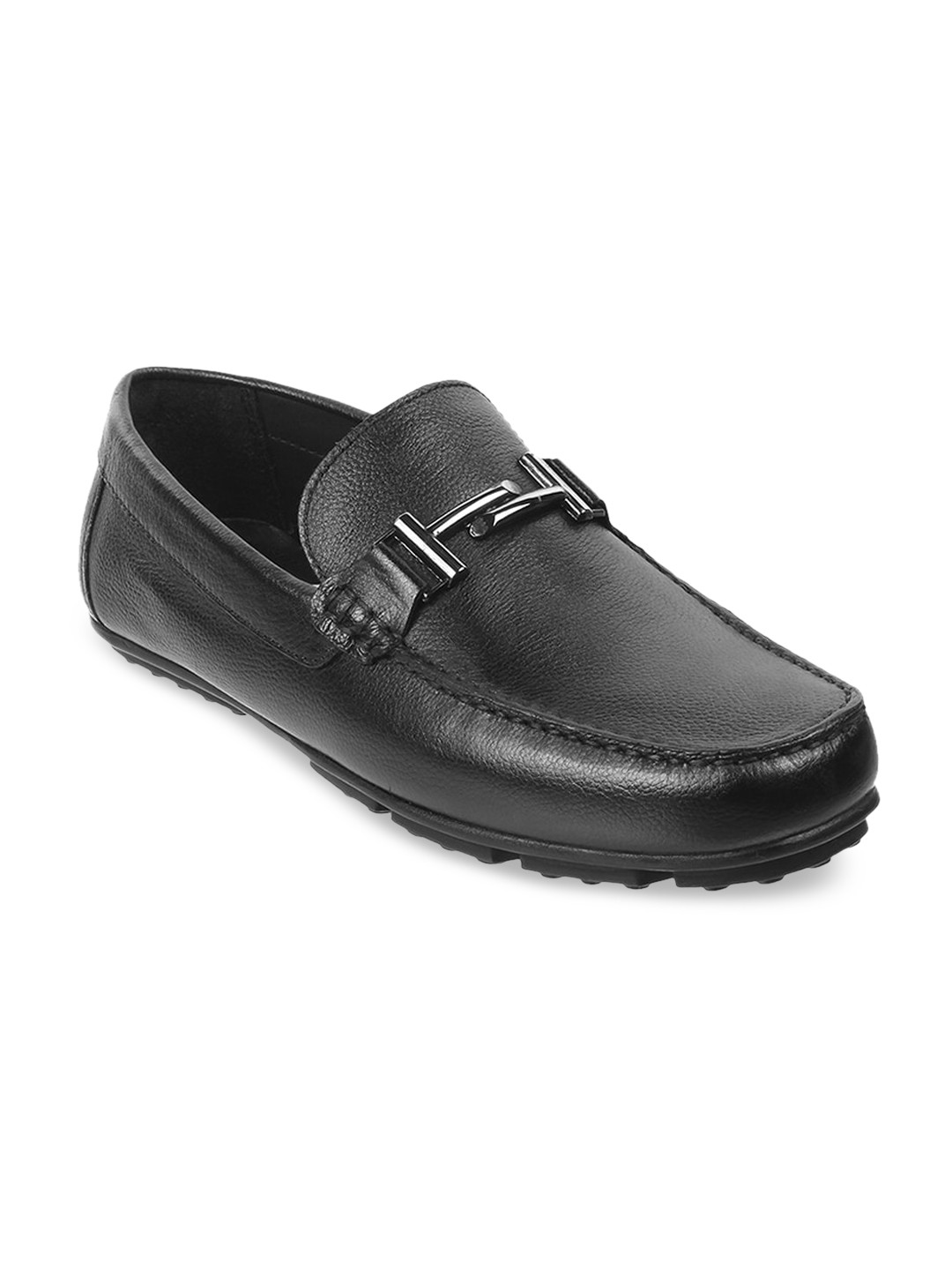

Metro Men Black Leather Slip-On Loafer