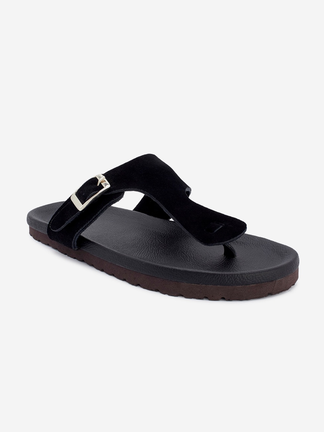 

THE MADRAS TRUNK Men Black Comfort Sandals with Buckles