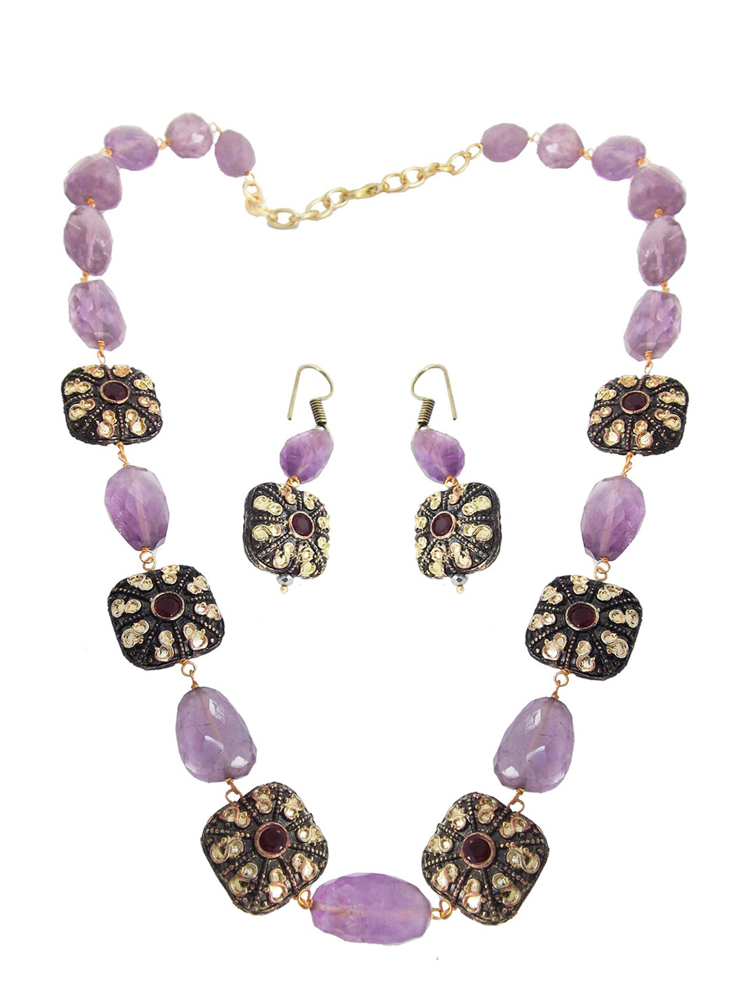 

FEMMIBELLA Purple Amethyst CZ-Stone Studded Jewellery Set