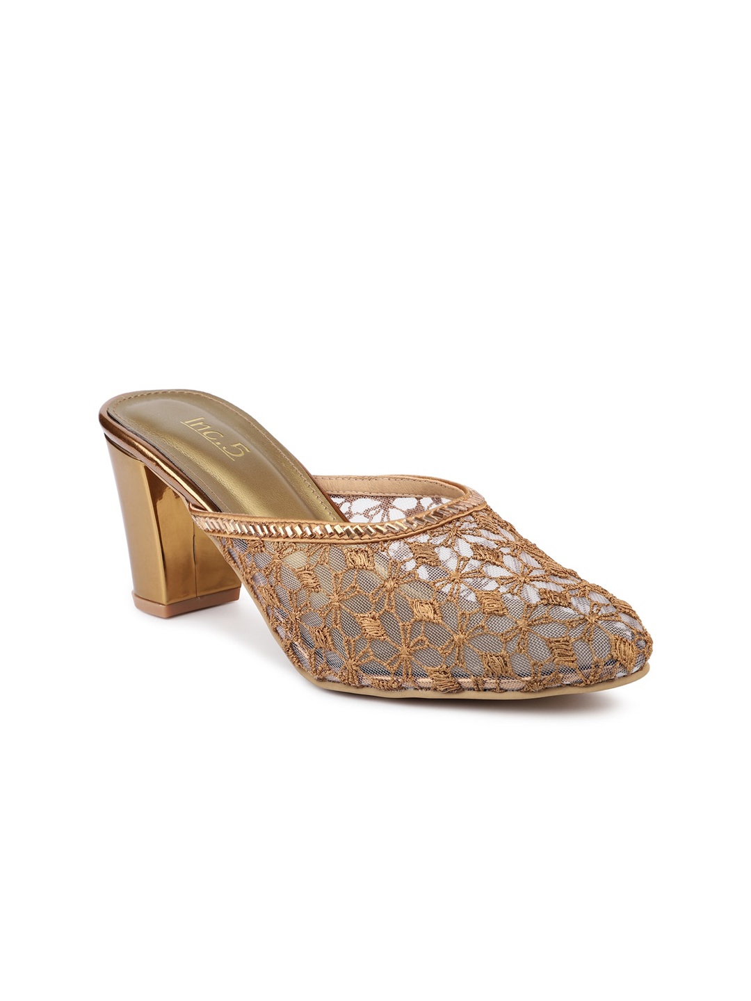 

Inc 5 Gold-Toned Suede Block Mules