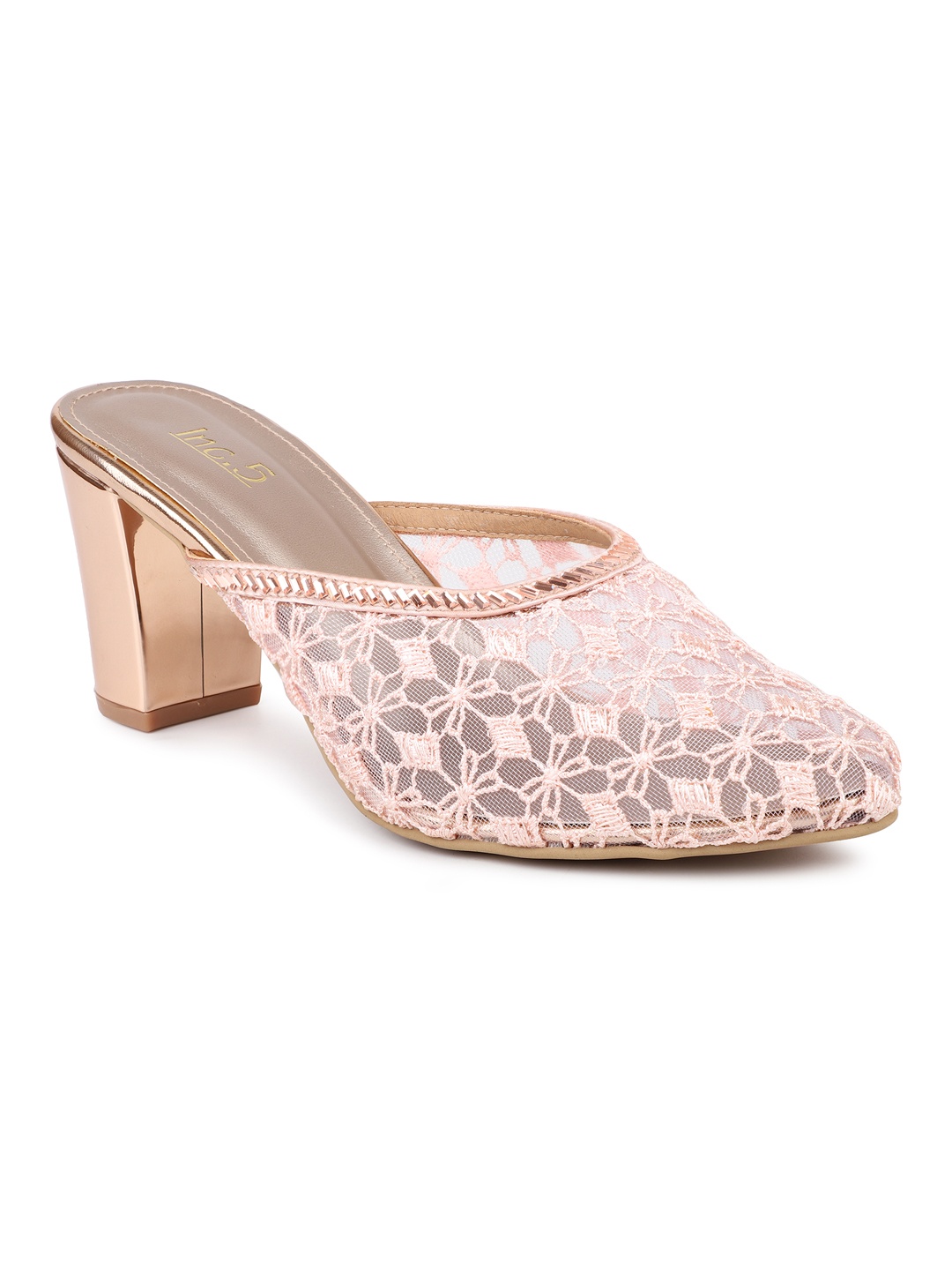 

Inc 5 Women Copper-Toned & Blue Suede Block Sandals