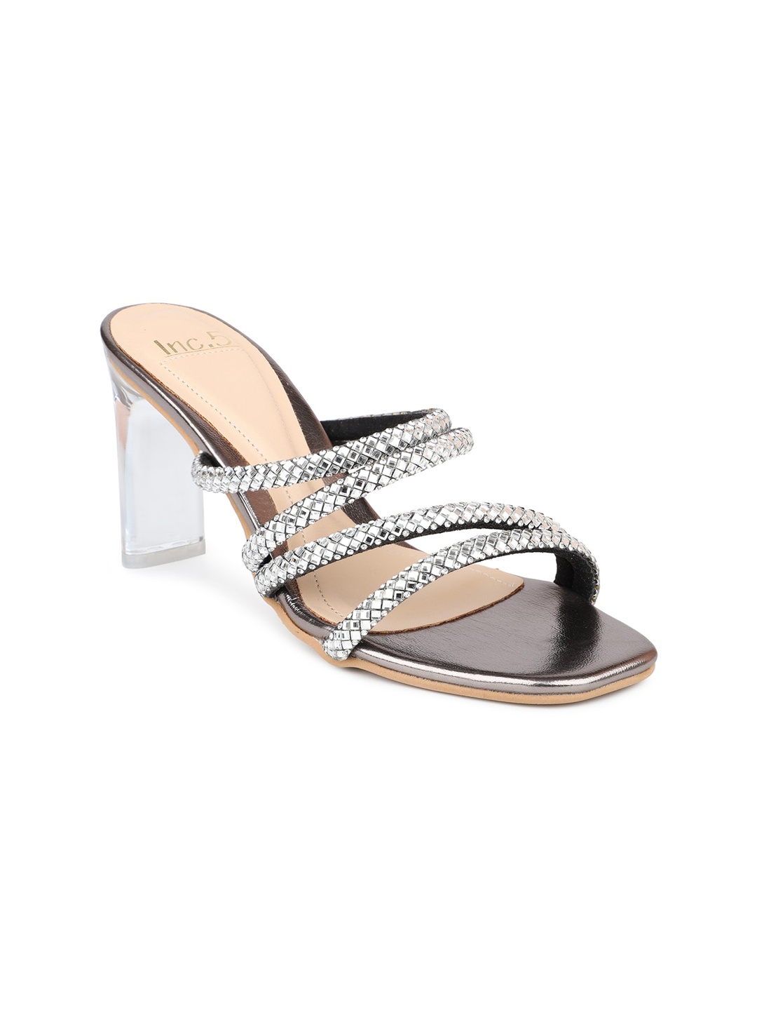 

Inc 5 Womens Gunmetal-Toned Party Block Sandals, Metallic