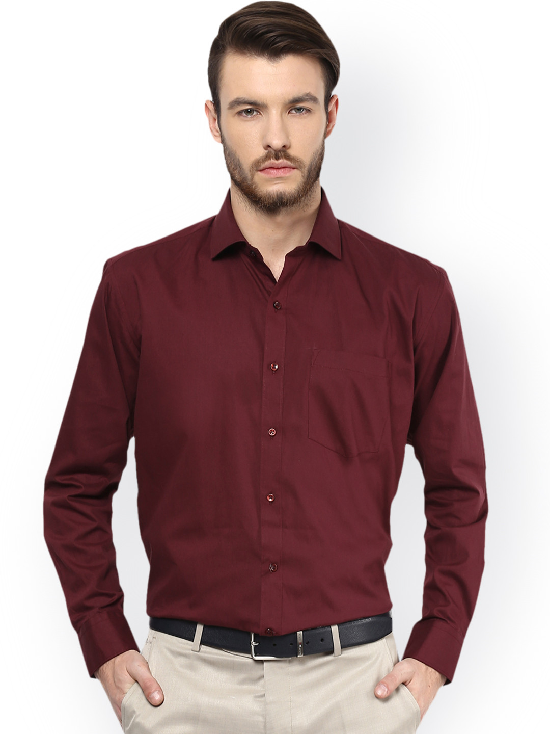 

DENNISON Men Maroon Comfort Regular Fit Solid Formal Shirt