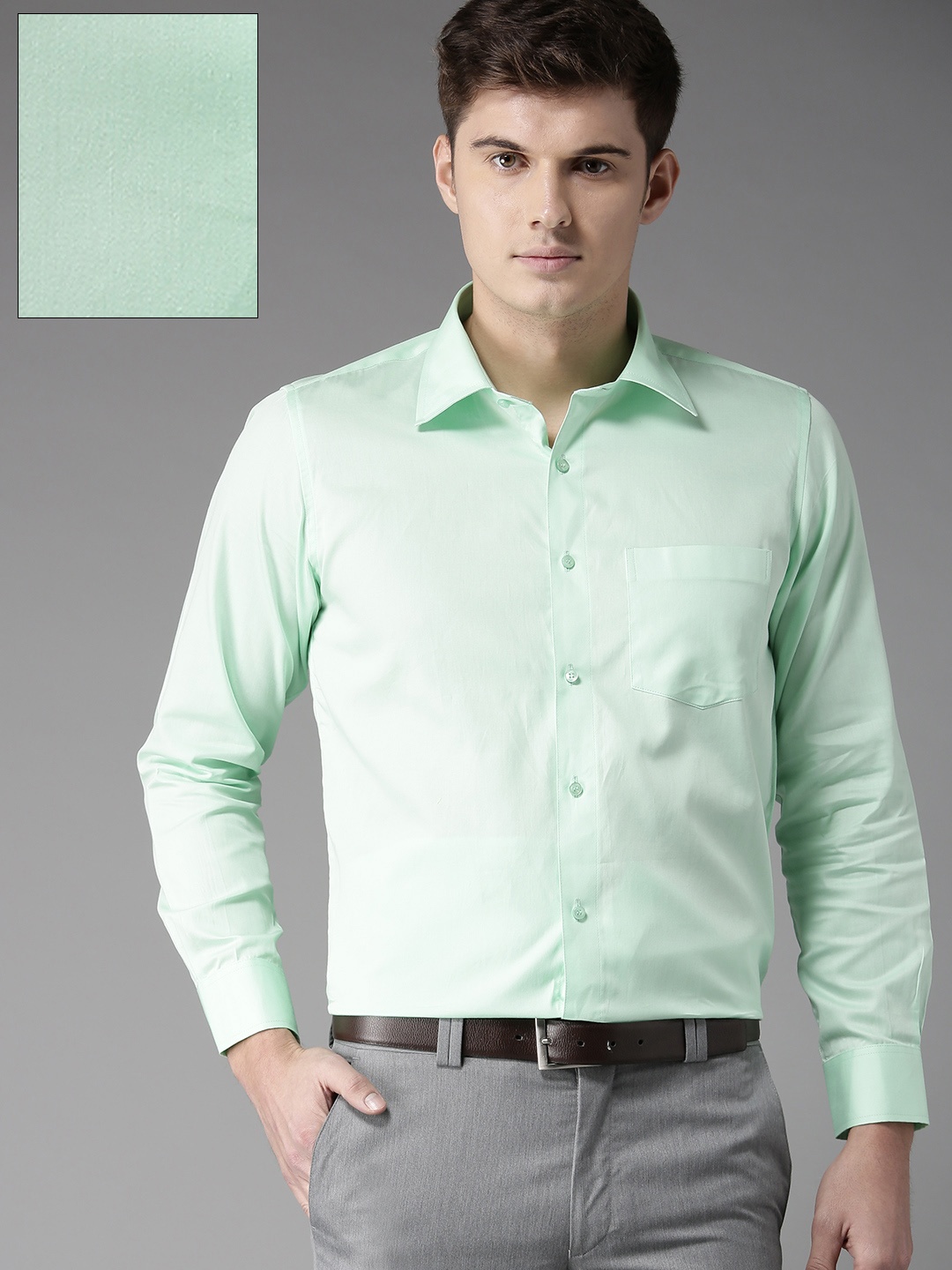 

DENNISON Men Green Regular Fit Solid Formal Shirt