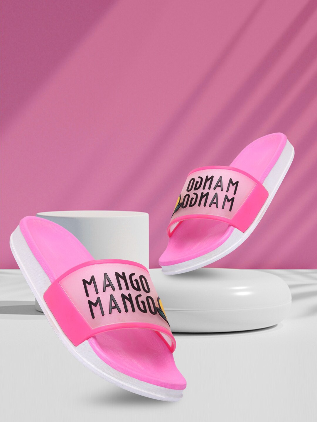 

Longwalk Women Pink & Black Rubber Sliders