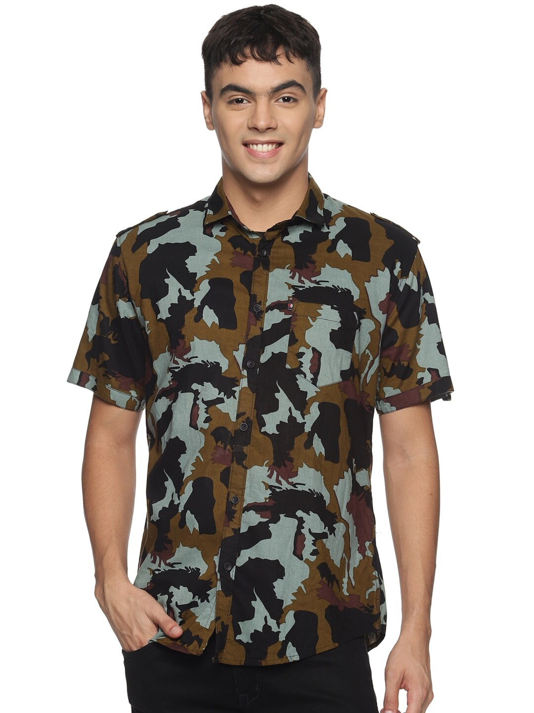 

DEZANO Men Multicoloured Comfort Sheer Printed Casual Shirt, Multi