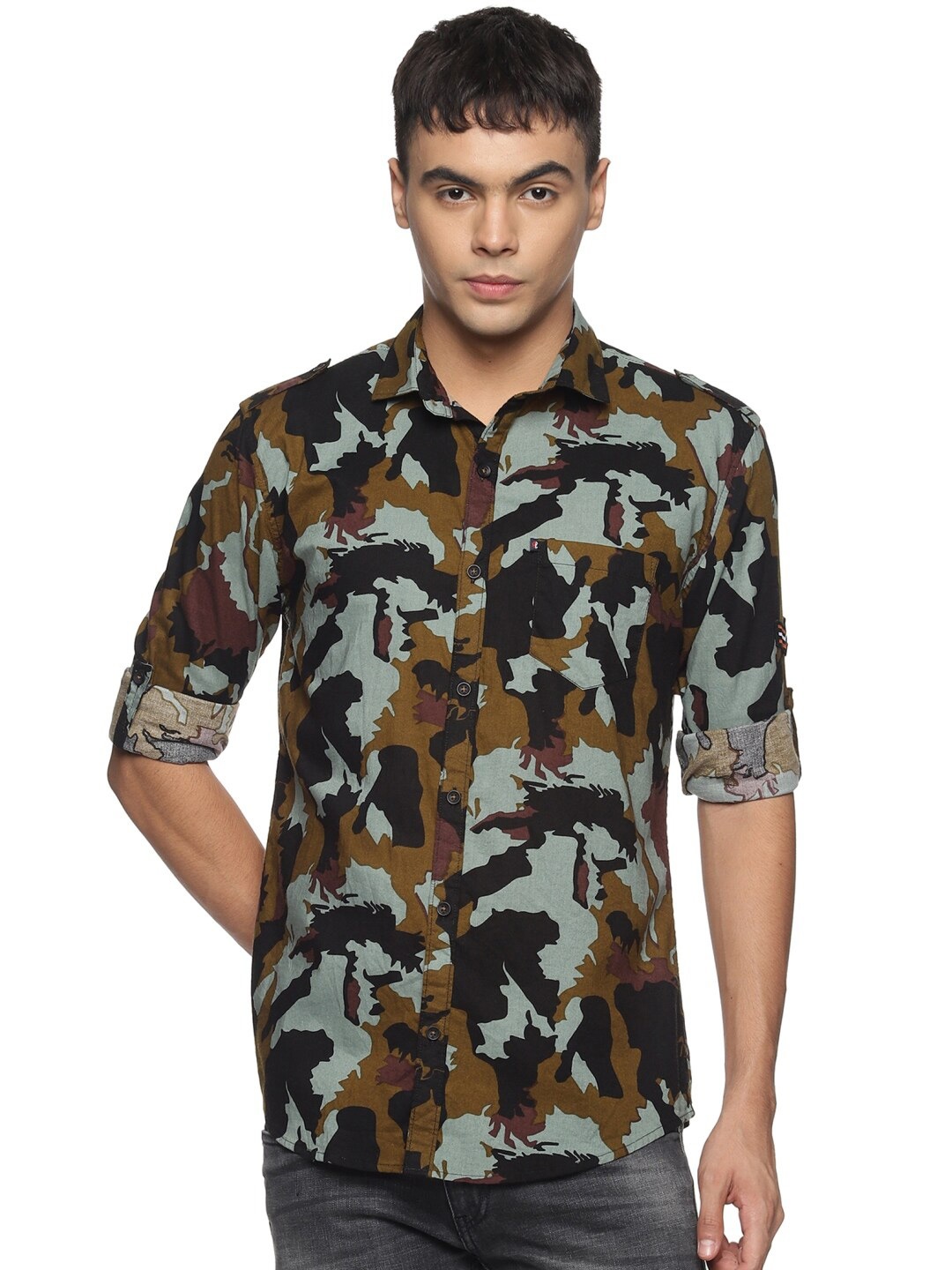 

DEZANO Men Multicoloured Comfort Floral Sheer Printed Casual Shirt, Multi