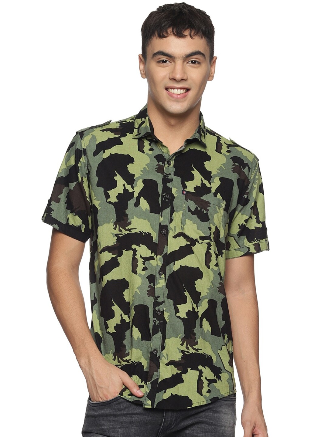 

DEZANO Men Black Regular Fit Comfort Printed Casual Shirt