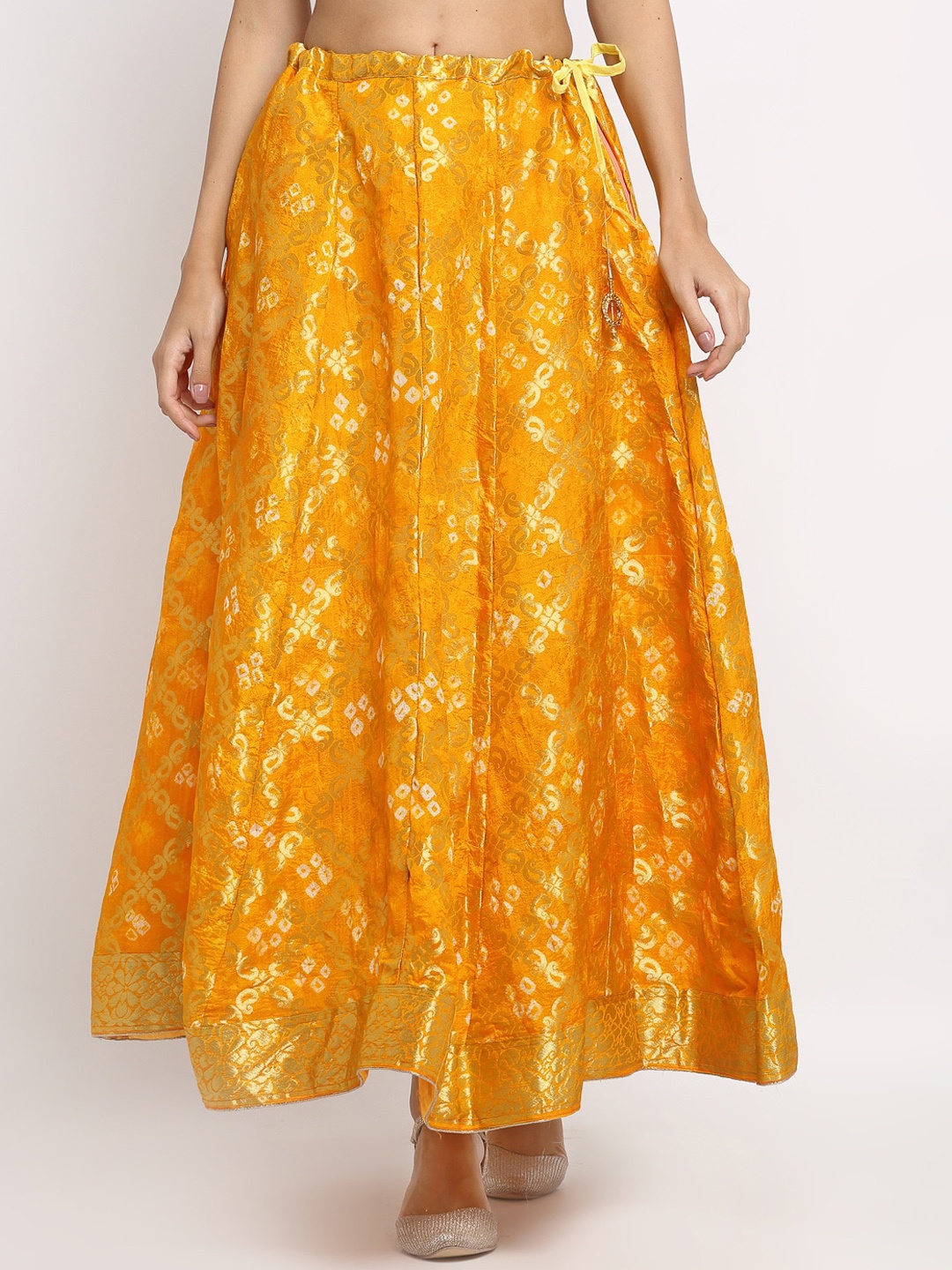 

SOUNDARYA Women Yellow Printed Flared Maxi Skirts