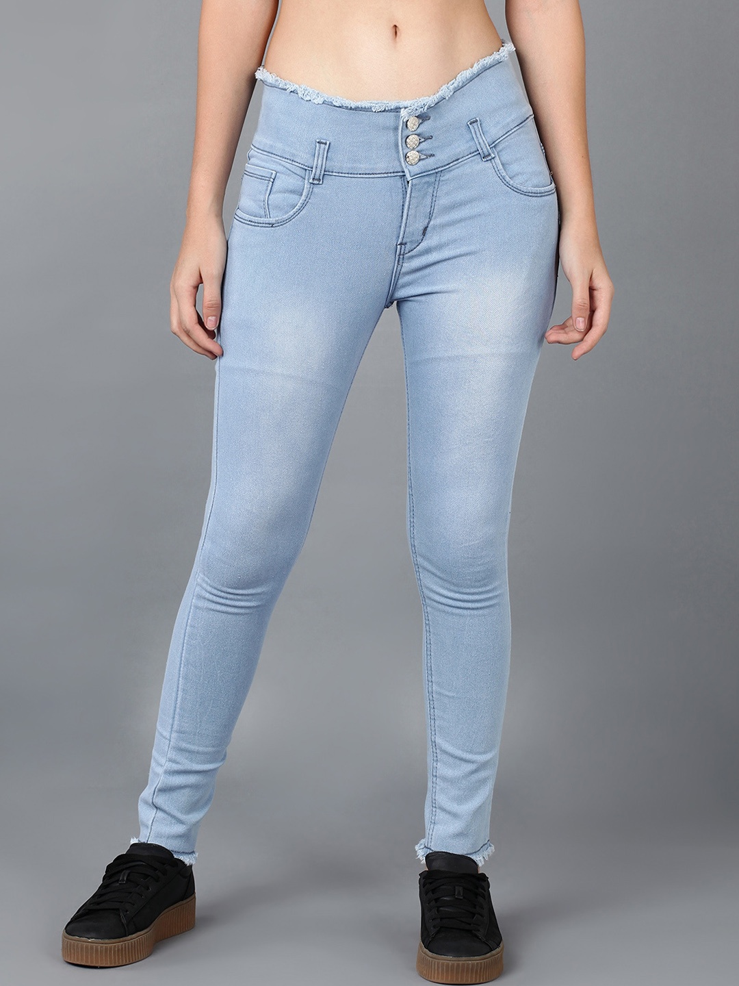 

F2M Women Blue Slim Fit High-Rise Light Fade Stretchable Jeans