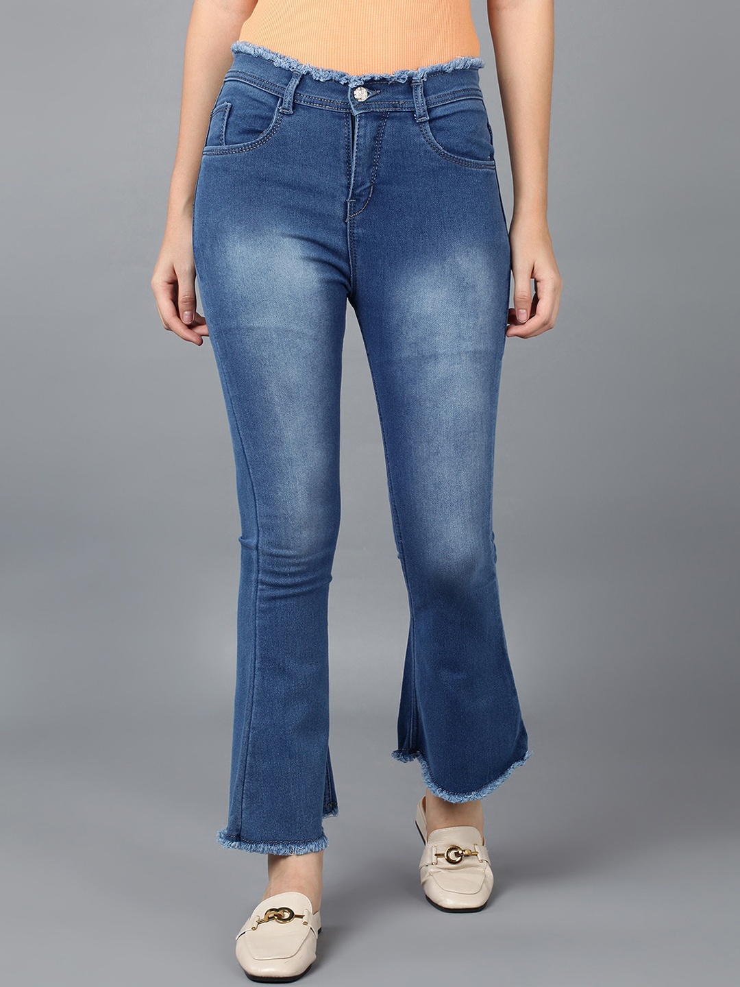 

F2M Women Blue Flared High-Rise Stretchable Jeans