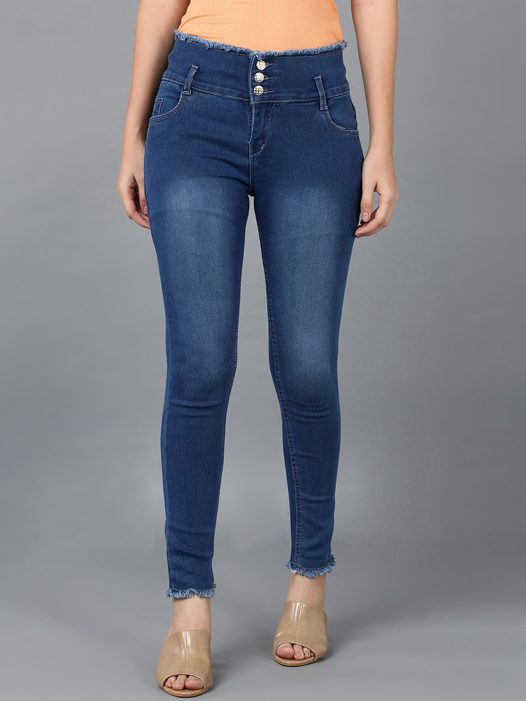 

F2M Women Blue Slim Fit High-Rise Light Fade Stretchable Jeans