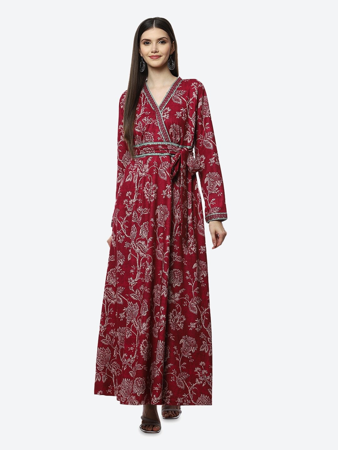 

Biba Women Burgundy Floral Maxi Dress