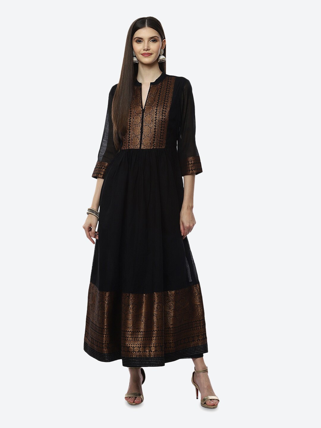 

Biba Black Ethnic Motifs Maxi Dress