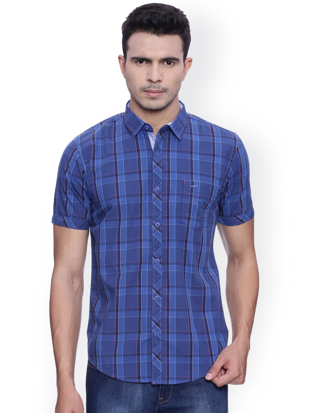 

Crocodile Men Blue Slim Fit Checked Casual Shirt