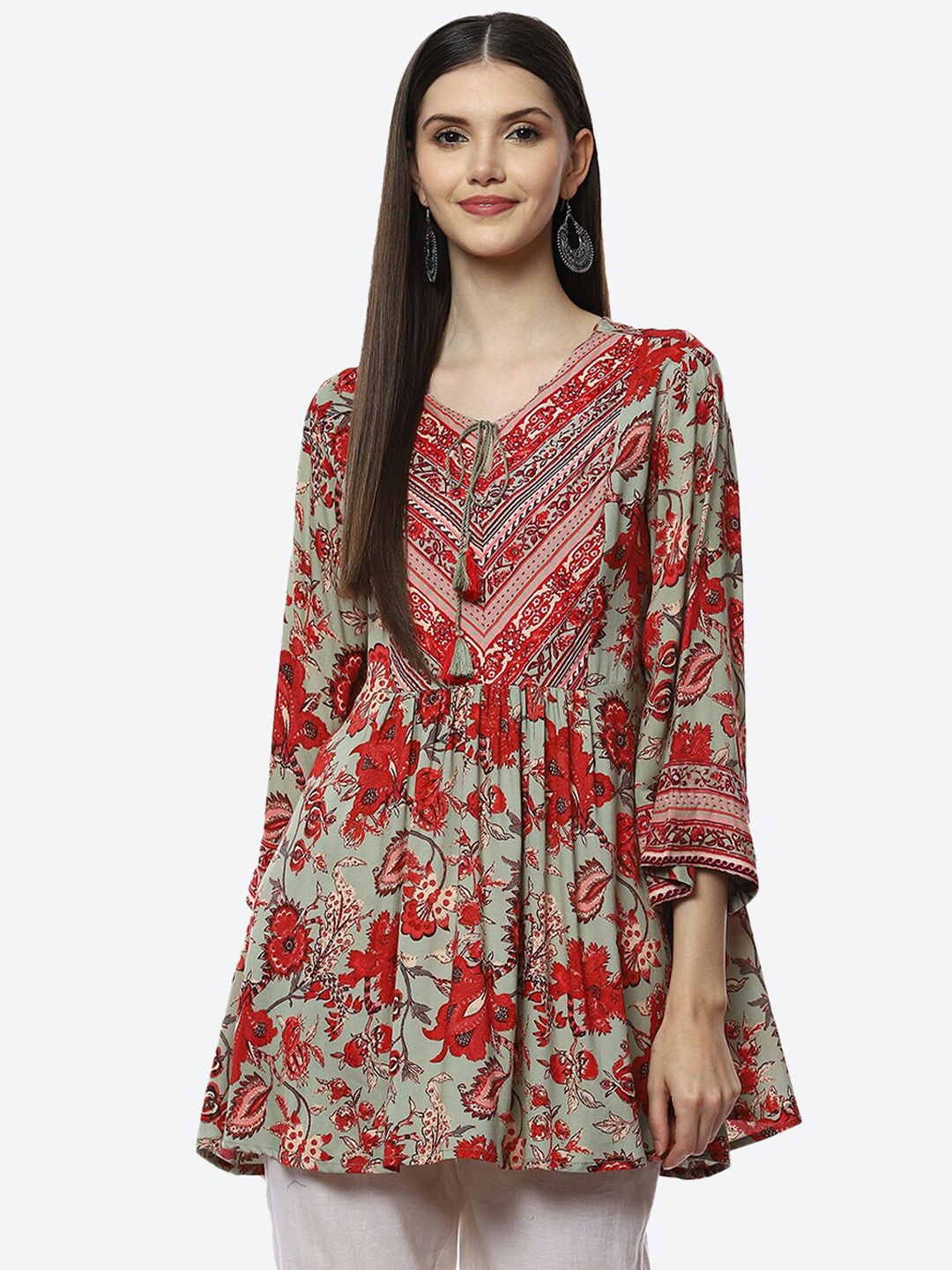 

Biba Floral Printed Kurti, Red