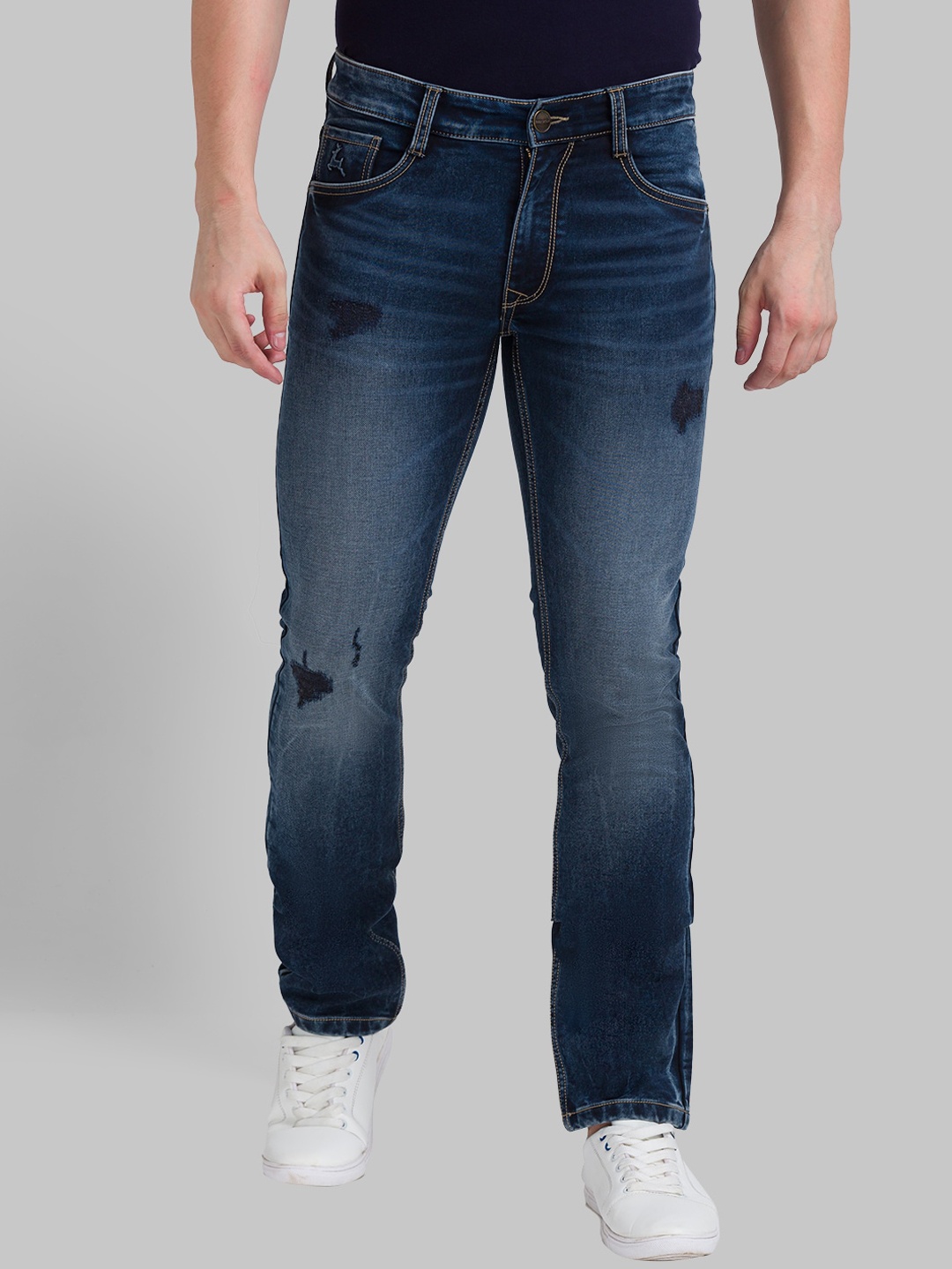 

Parx Men Blue Low Distress Heavy Fade Jeans