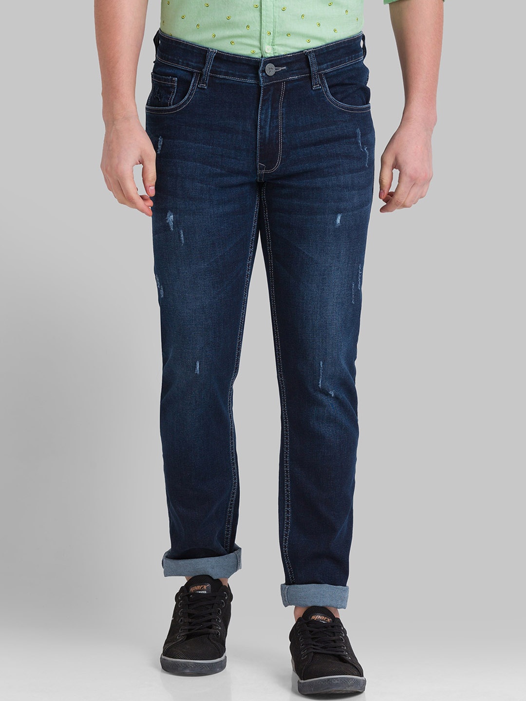 

Parx Men Blue Tapered Fit Low Distress Heavy Fade Jeans