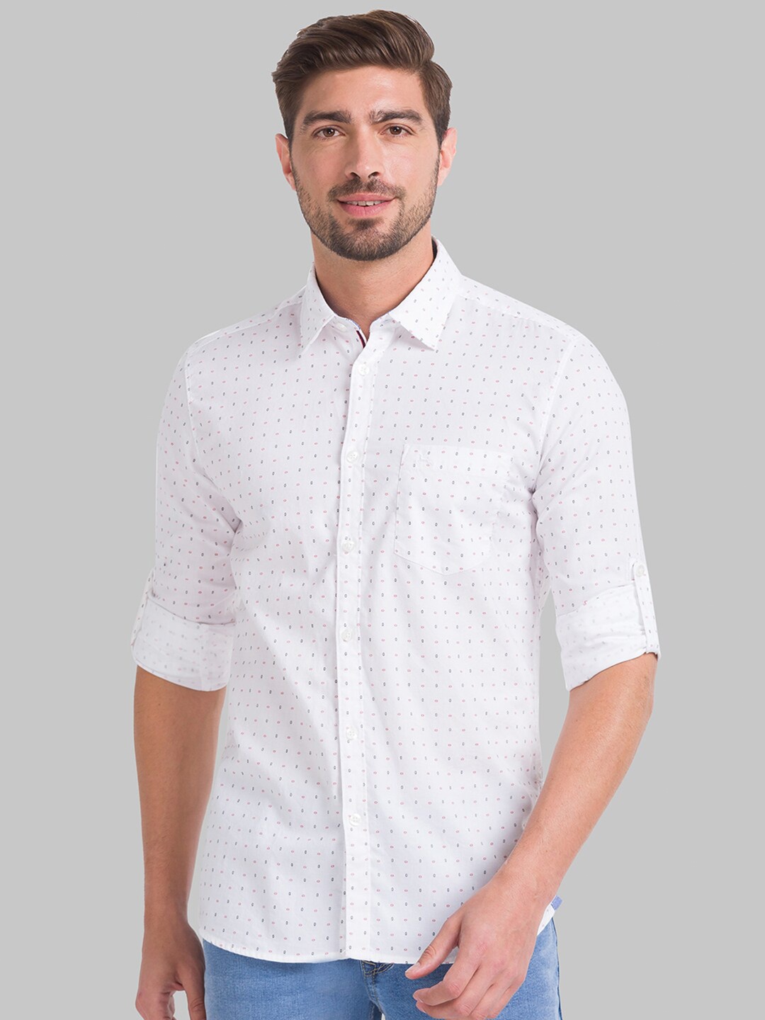 

Parx Men White Slim Fit Printed Casual Shirt