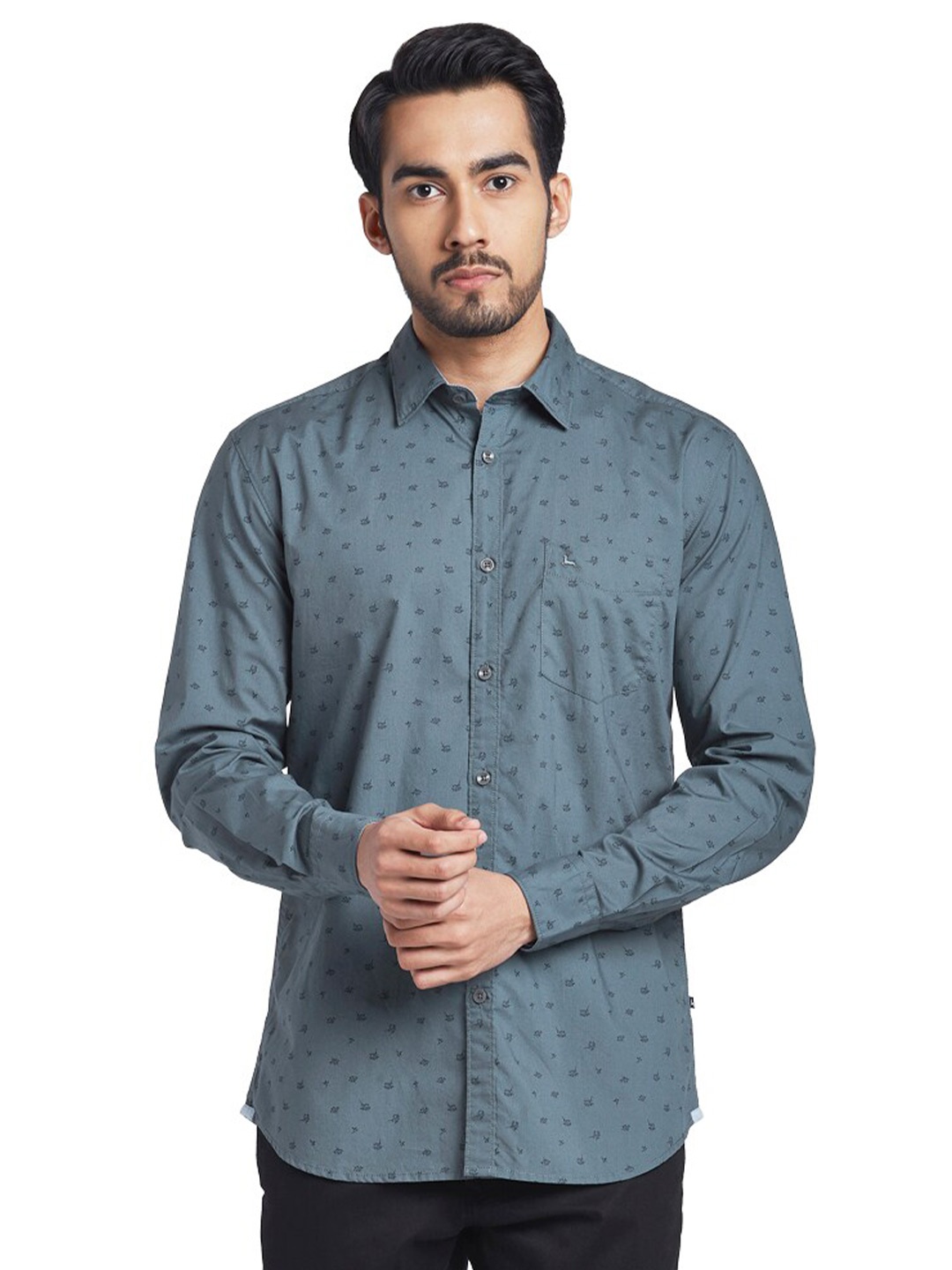 

Parx Men Grey Slim Fit Floral Printed Casual Shirt