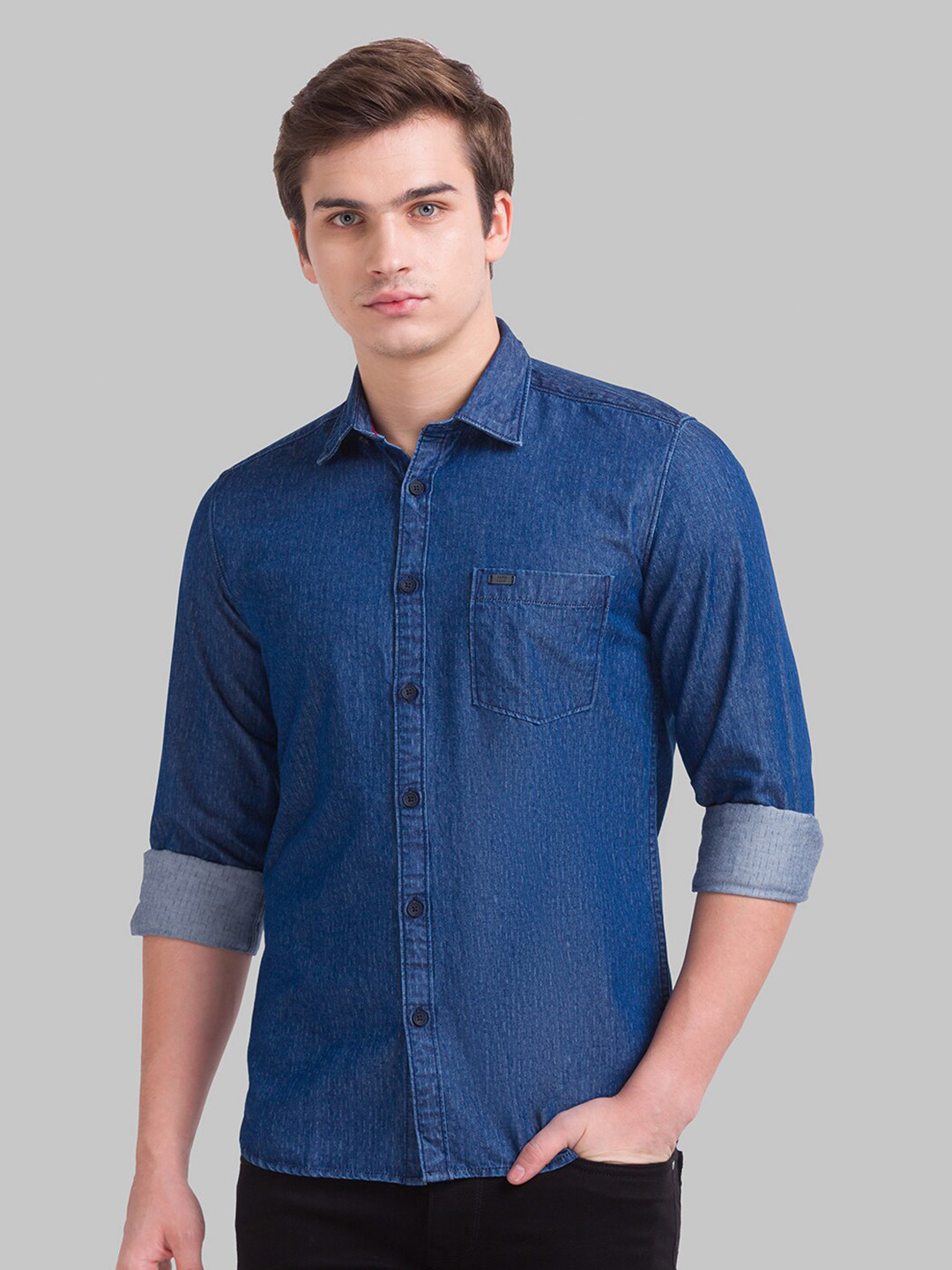 

Parx Men Blue Slim Fit Printed Casual Shirt