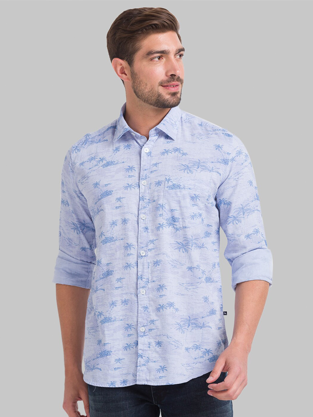 

Parx Men Blue Slim Fit Printed Casual Shirt
