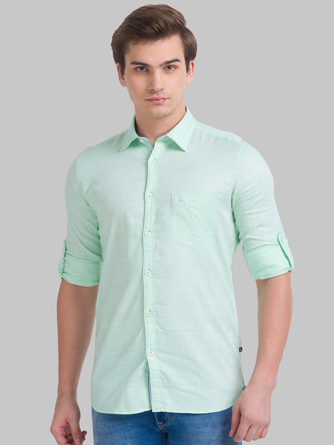 

Parx Men Green Slim Fit Casual Shirt