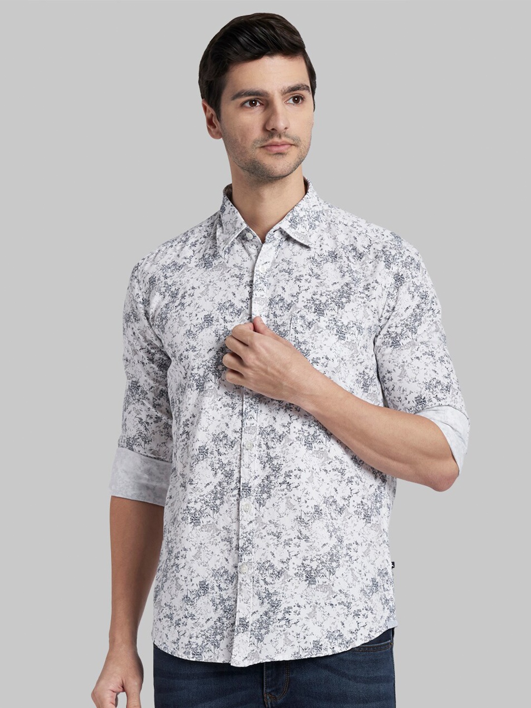 

Parx Men White Slim Fit Printed Casual Shirt