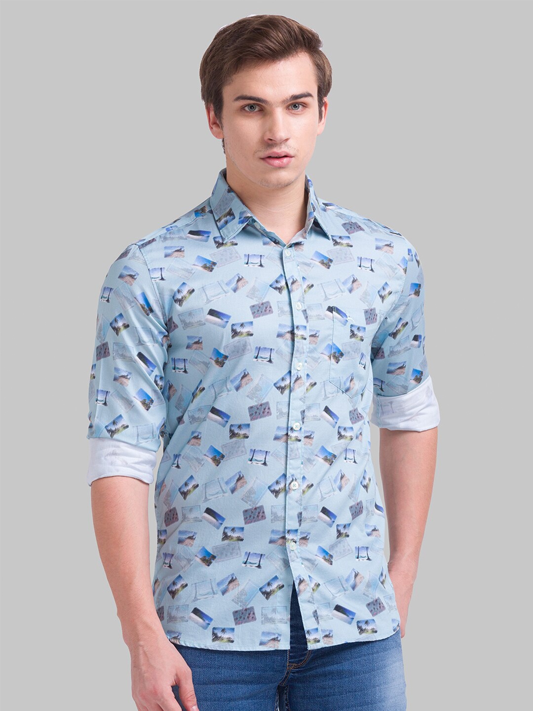 

Parx Men Green Slim Fit Floral Printed Casual Shirt