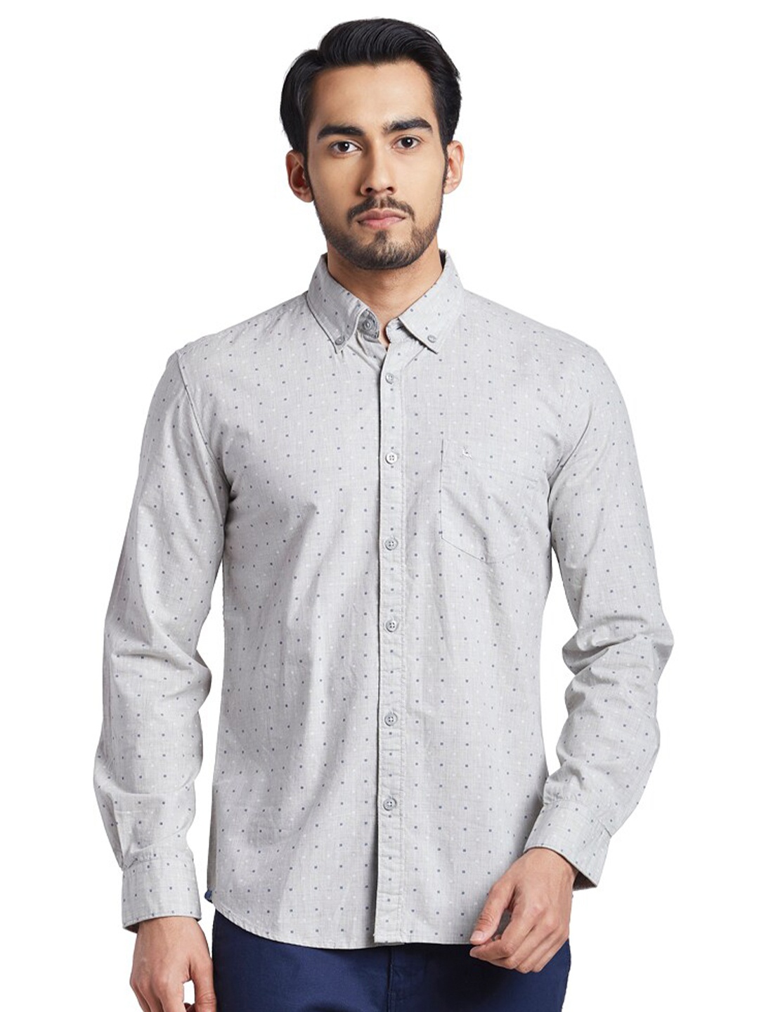 

Parx Men Grey Slim Fit Printed Casual Shirt