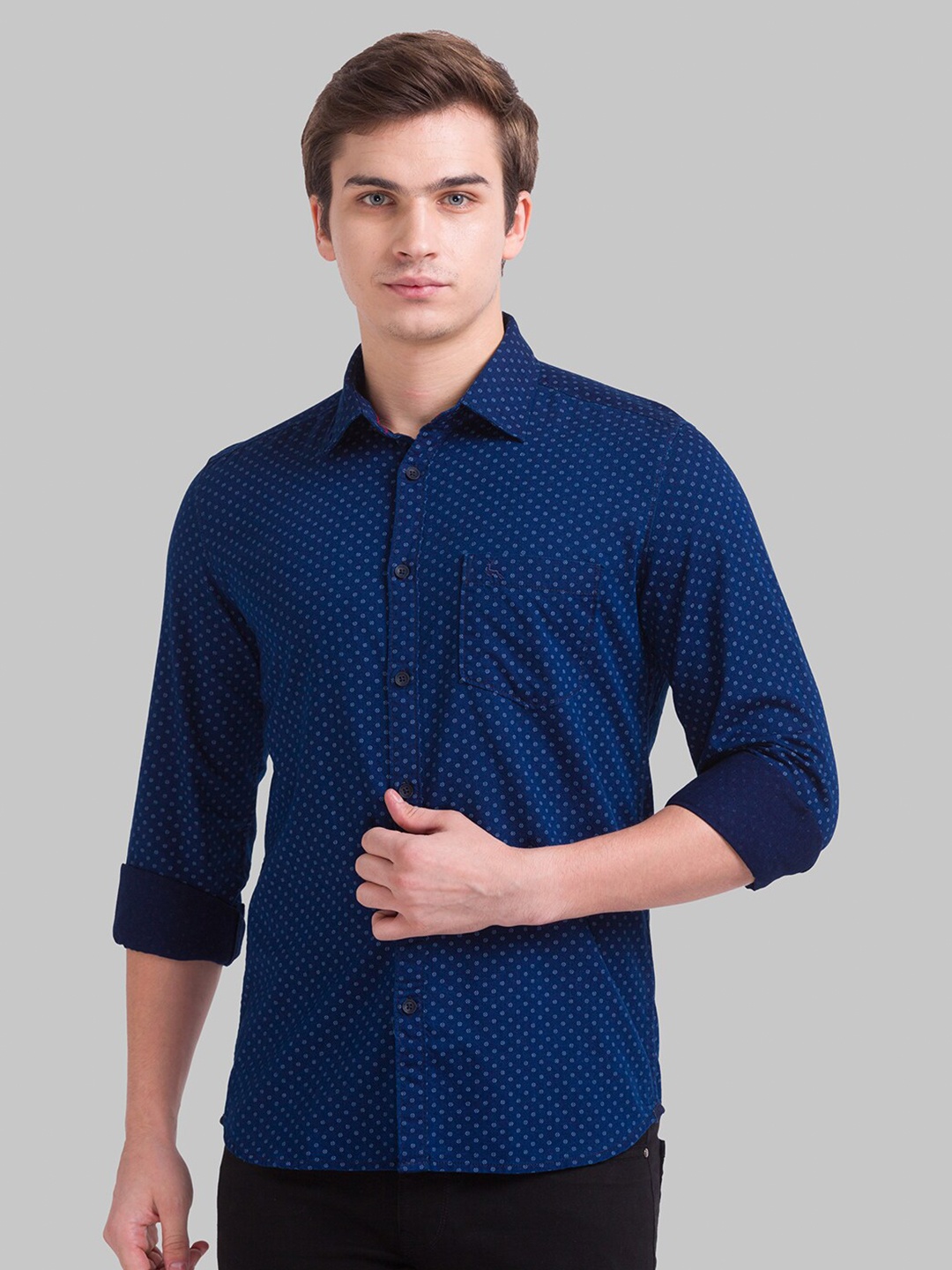 

Parx Men Blue Slim Fit Printed Casual Shirt