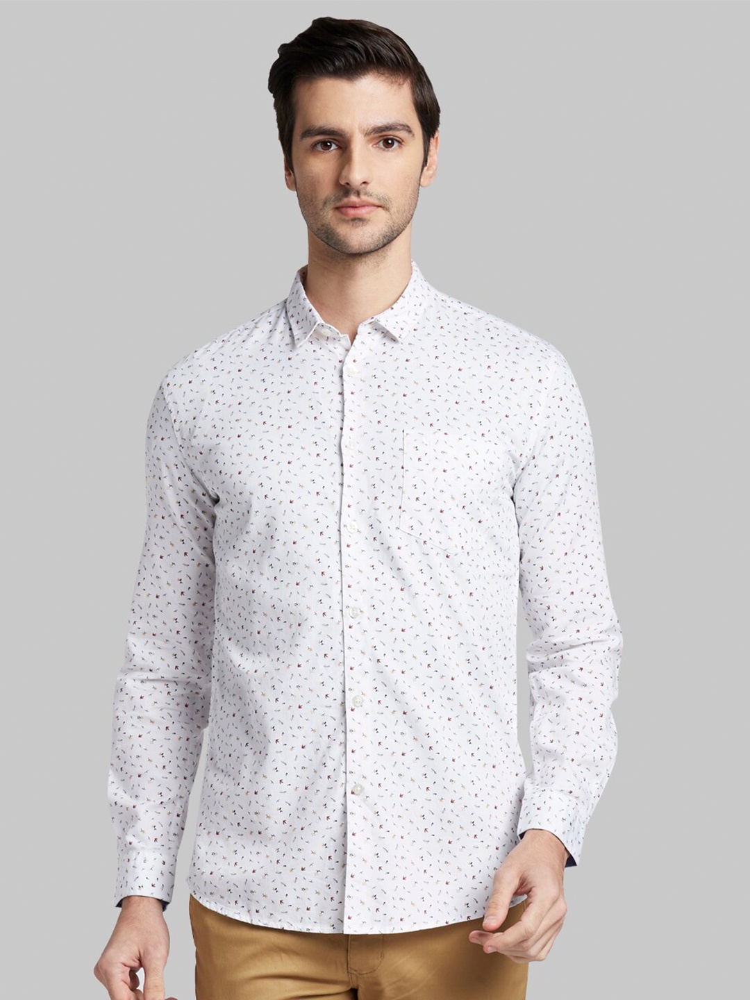 

Parx Men White Slim Fit Floral Printed Casual Shirt