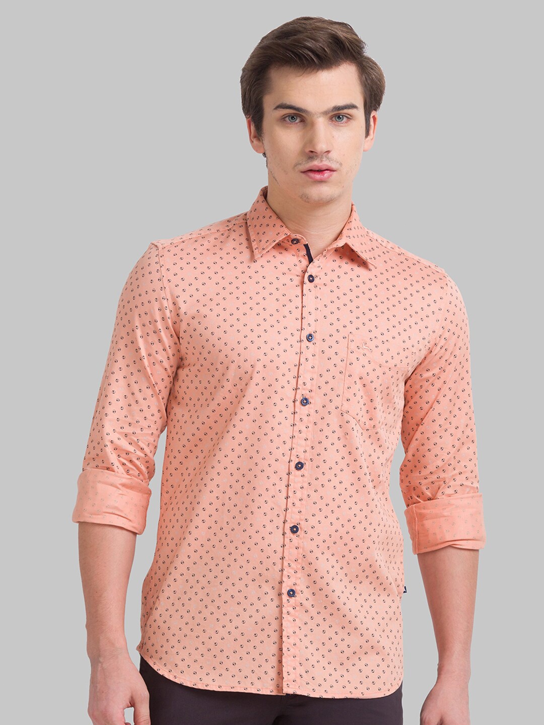 

Parx Men Orange Slim Fit Printed Casual Shirt