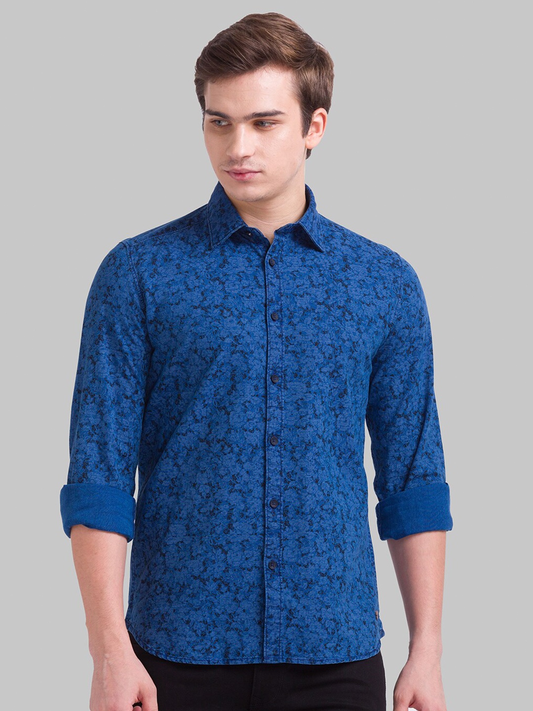 

Parx Men Blue Slim Fit Printed Casual Shirt