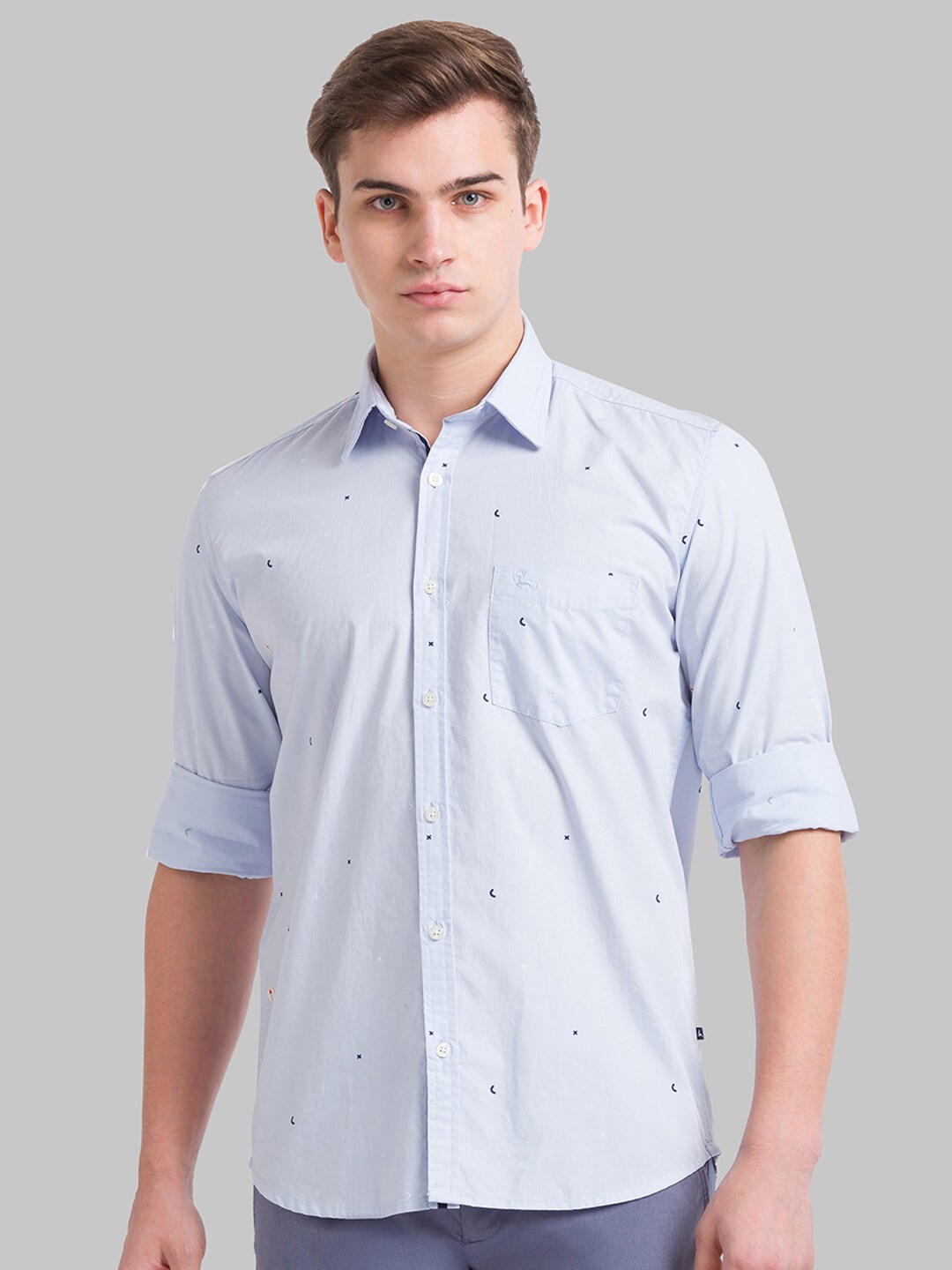 

Parx Men Blue Slim Fit Printed Casual Shirt