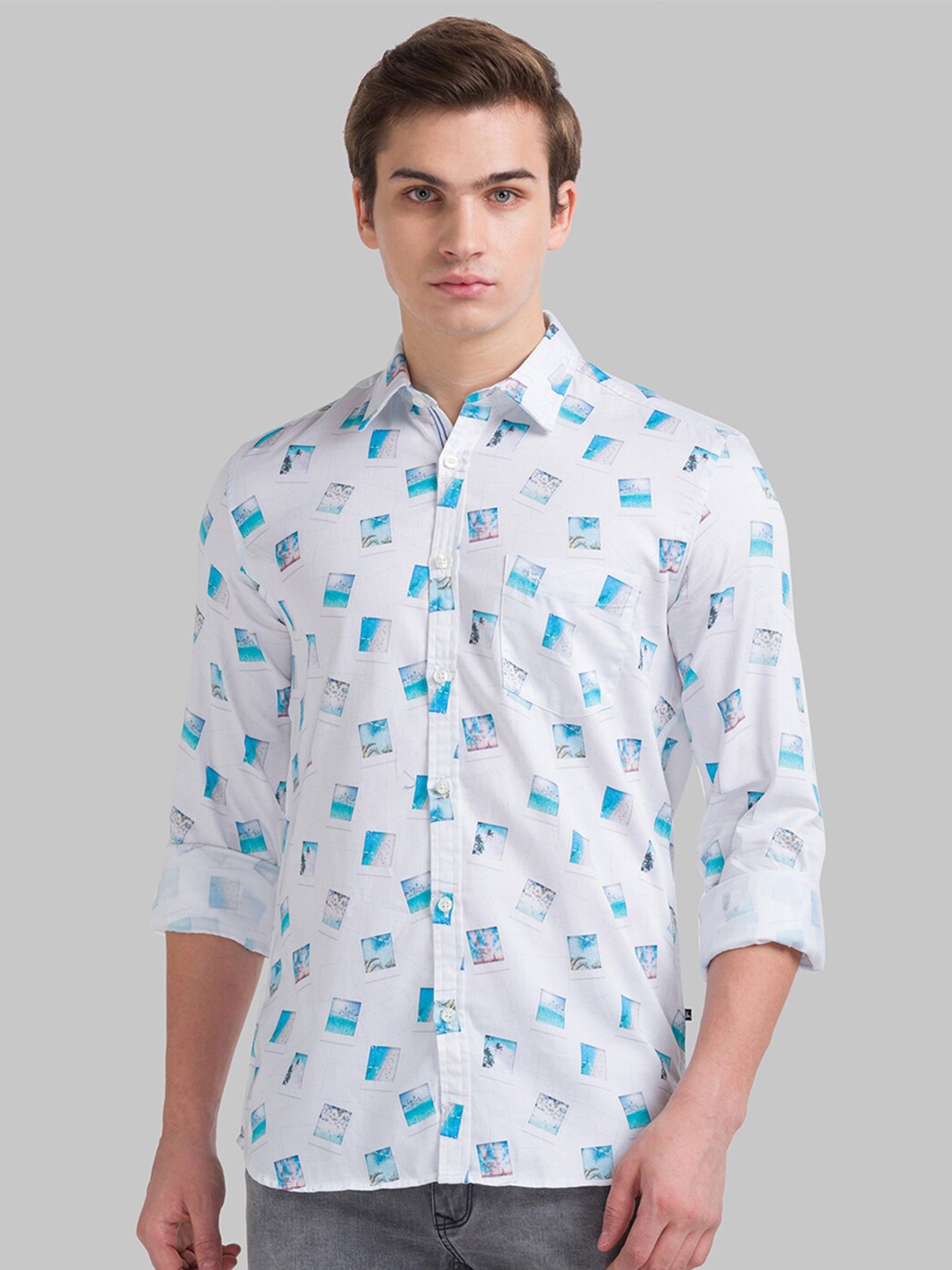 

Parx Men White Slim Fit Printed Casual Shirt