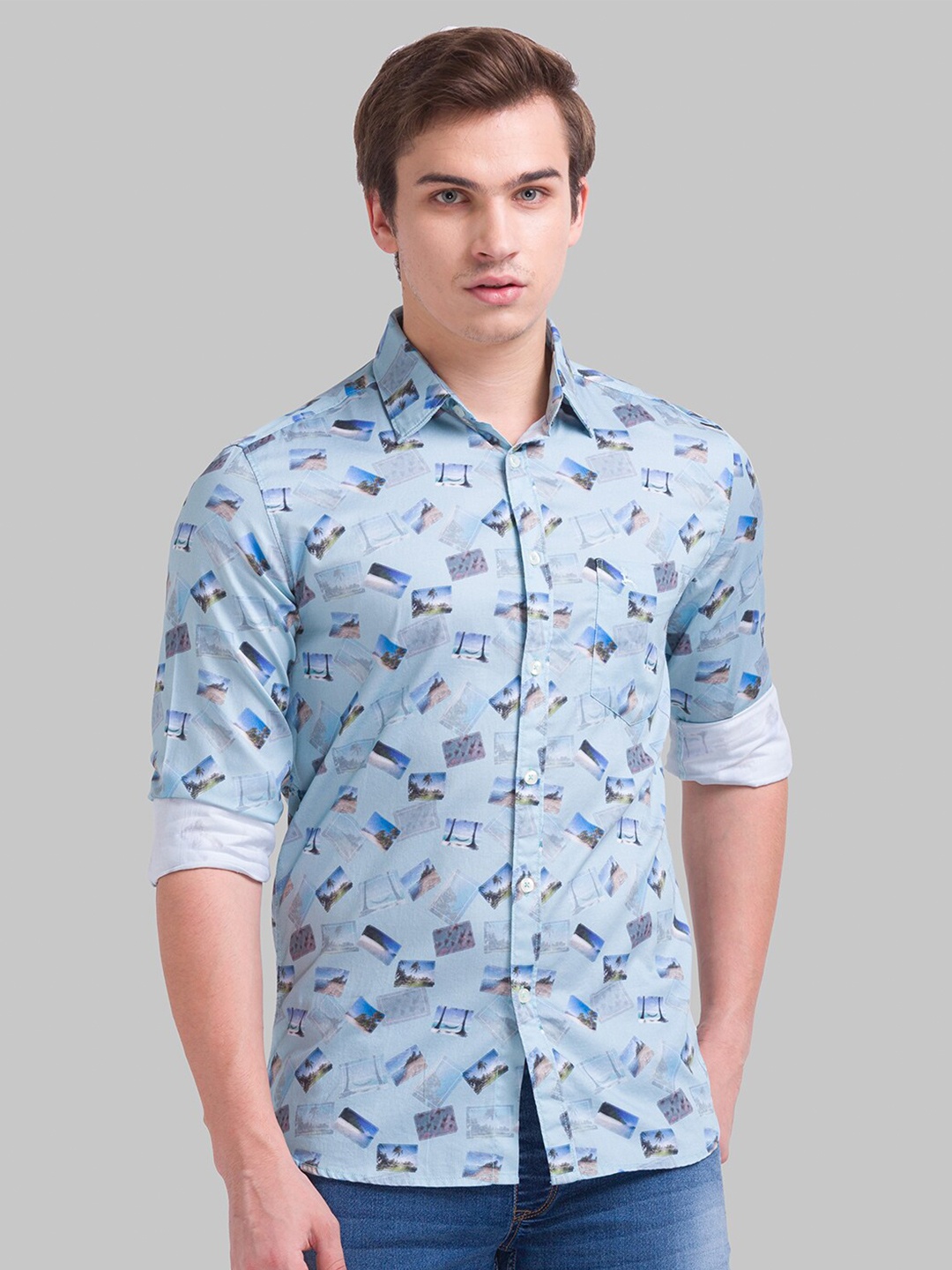 

Parx Men Green Slim Fit Floral Printed Casual Shirt