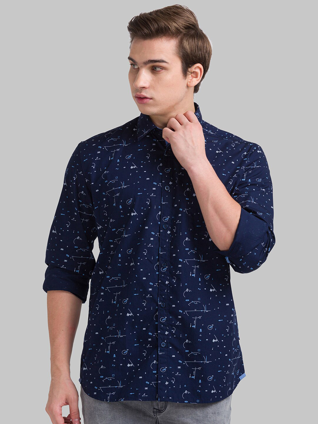 

Parx Men Blue Slim Fit Printed Casual Shirt