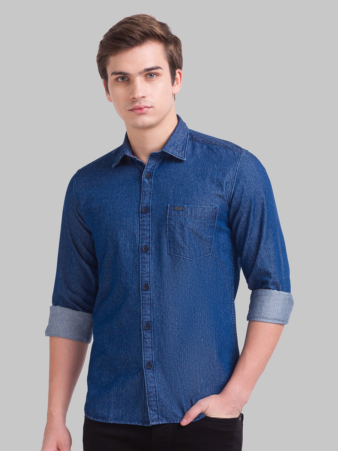 

Parx Men Blue Slim Fit Printed Casual Shirt
