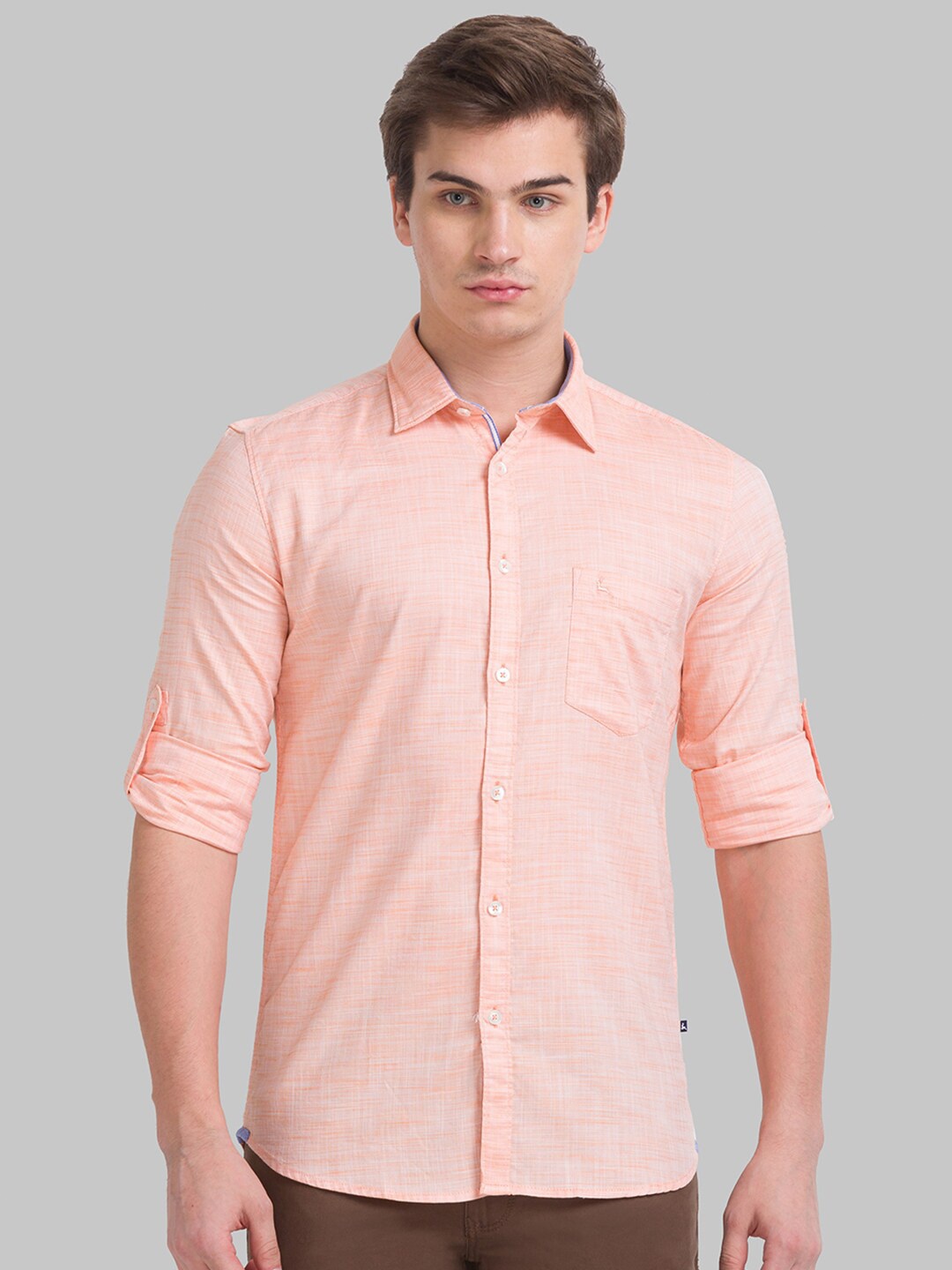 

Parx Men Orange Slim Fit Casual Shirt