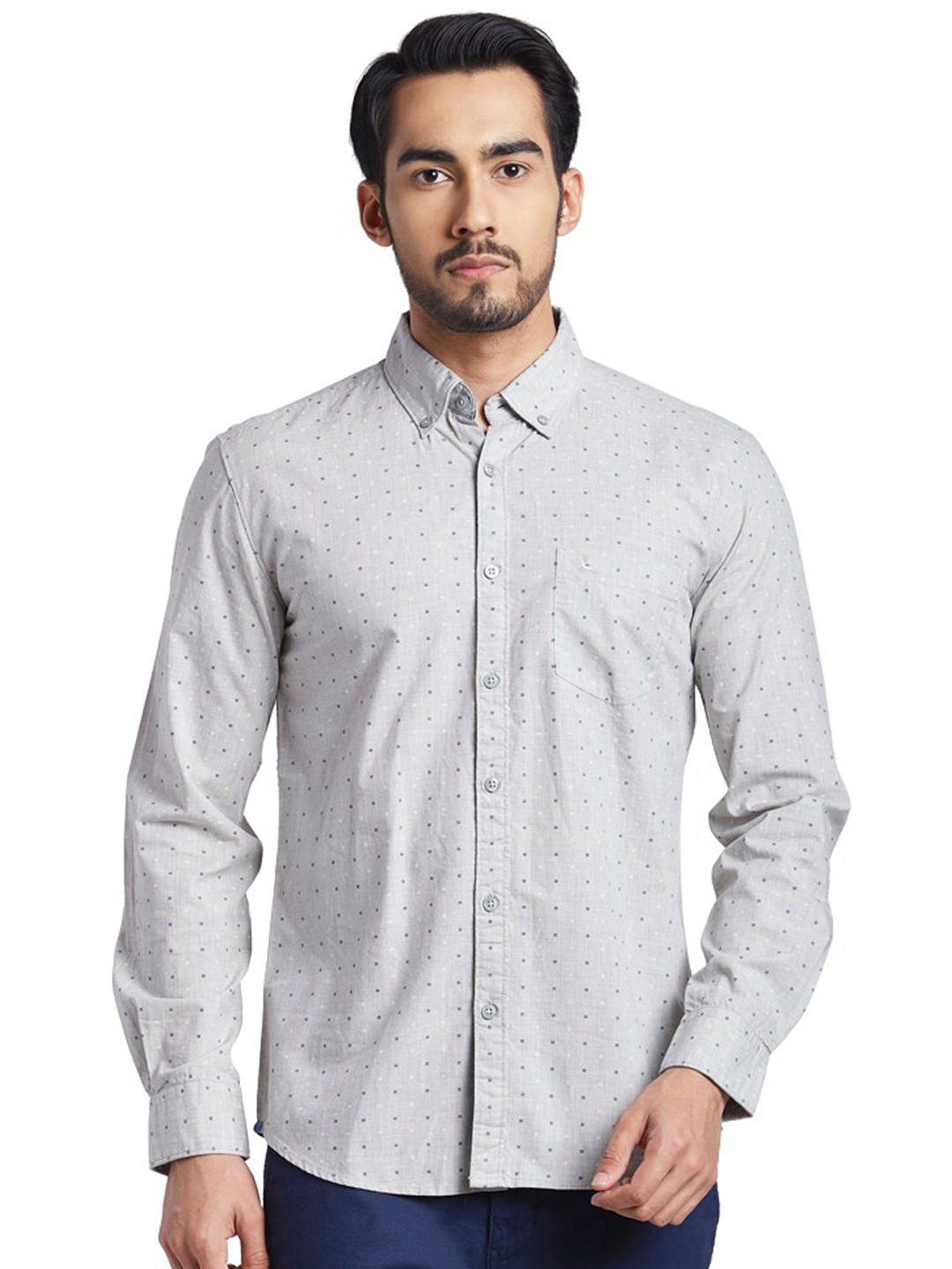 

Parx Men Grey Slim Fit Printed Casual Shirt