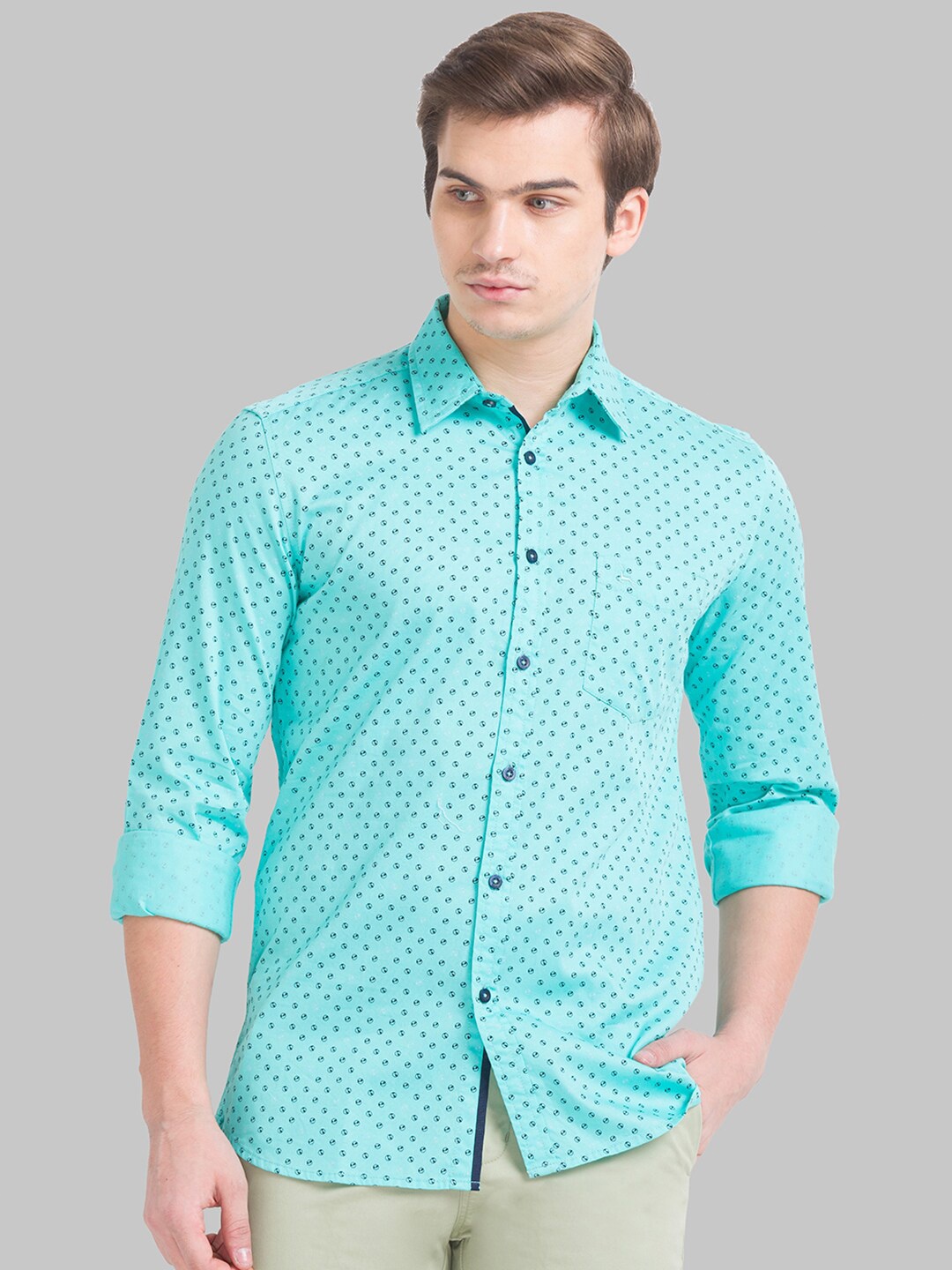 

Parx Men Blue Slim Fit Printed Casual Shirt