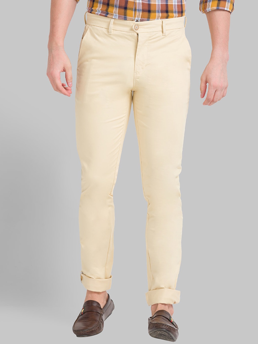 

Parx Men Beige Slim Fit Trousers