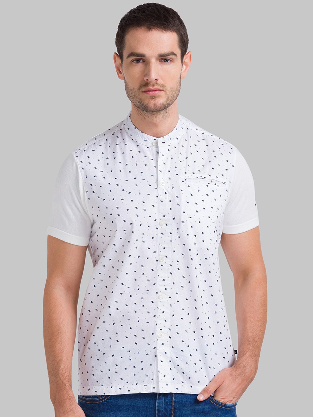 

Parx Men White Mandarin Collar T-shirt