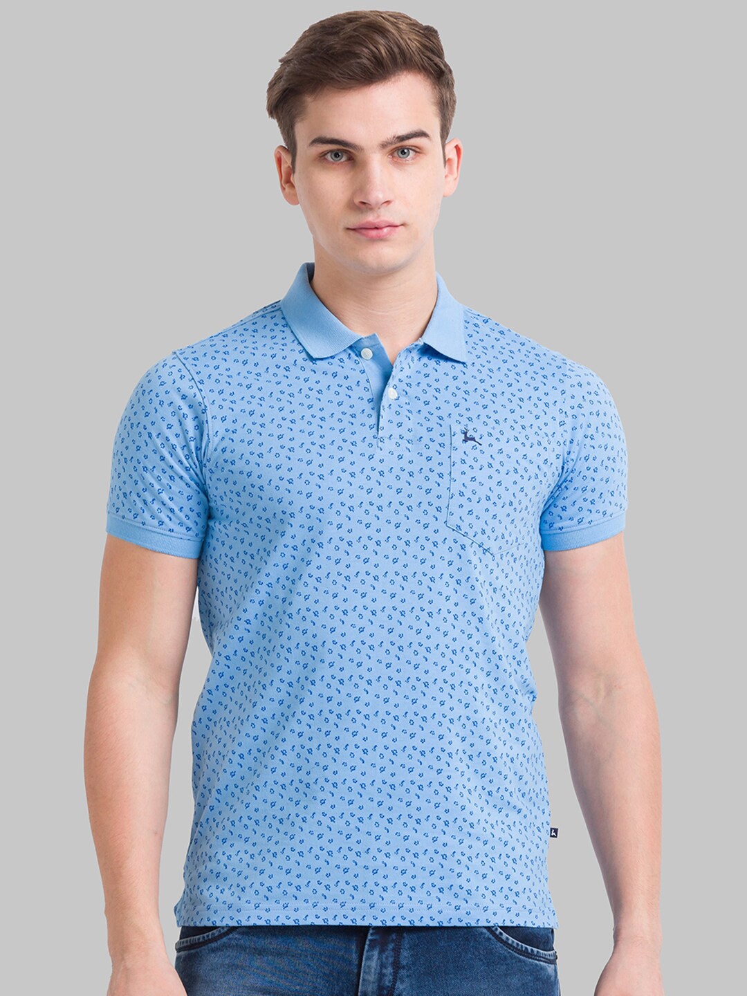 

Parx Men Blue Polo Collar T-shirt